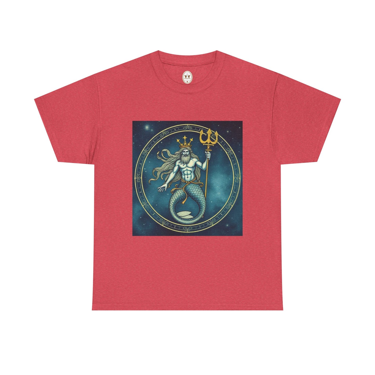 Unisex Heavy Cotton T-Shirt, Aquarius God 5v, Zodiac Design