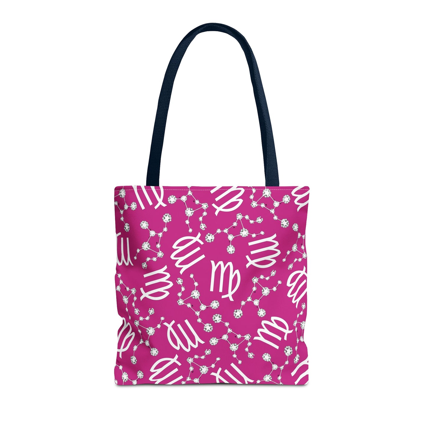 Tote Bag, Virgo Zodiac Sign, AOP, (Pink, White)