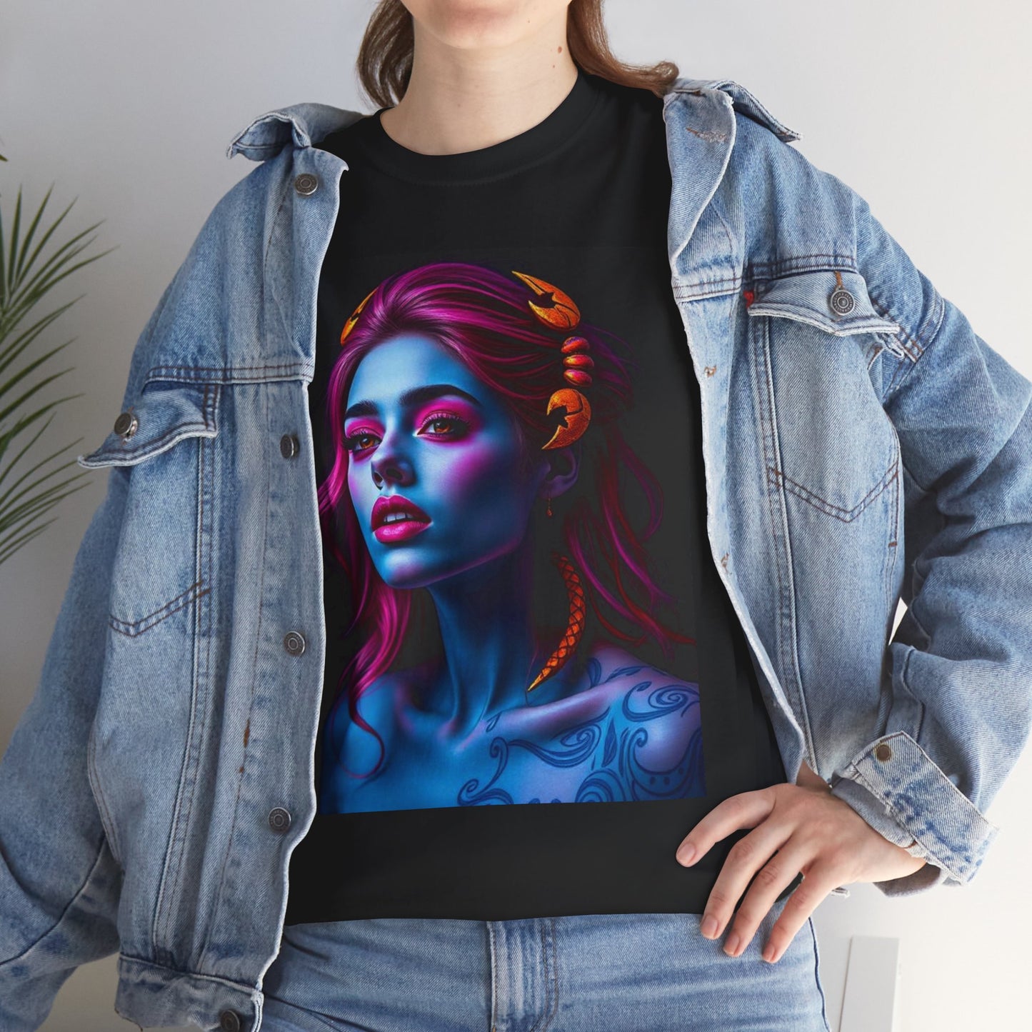 Unisex Heavy Cotton T-Shirt, Scorpio, Zodiac, Sexy Art