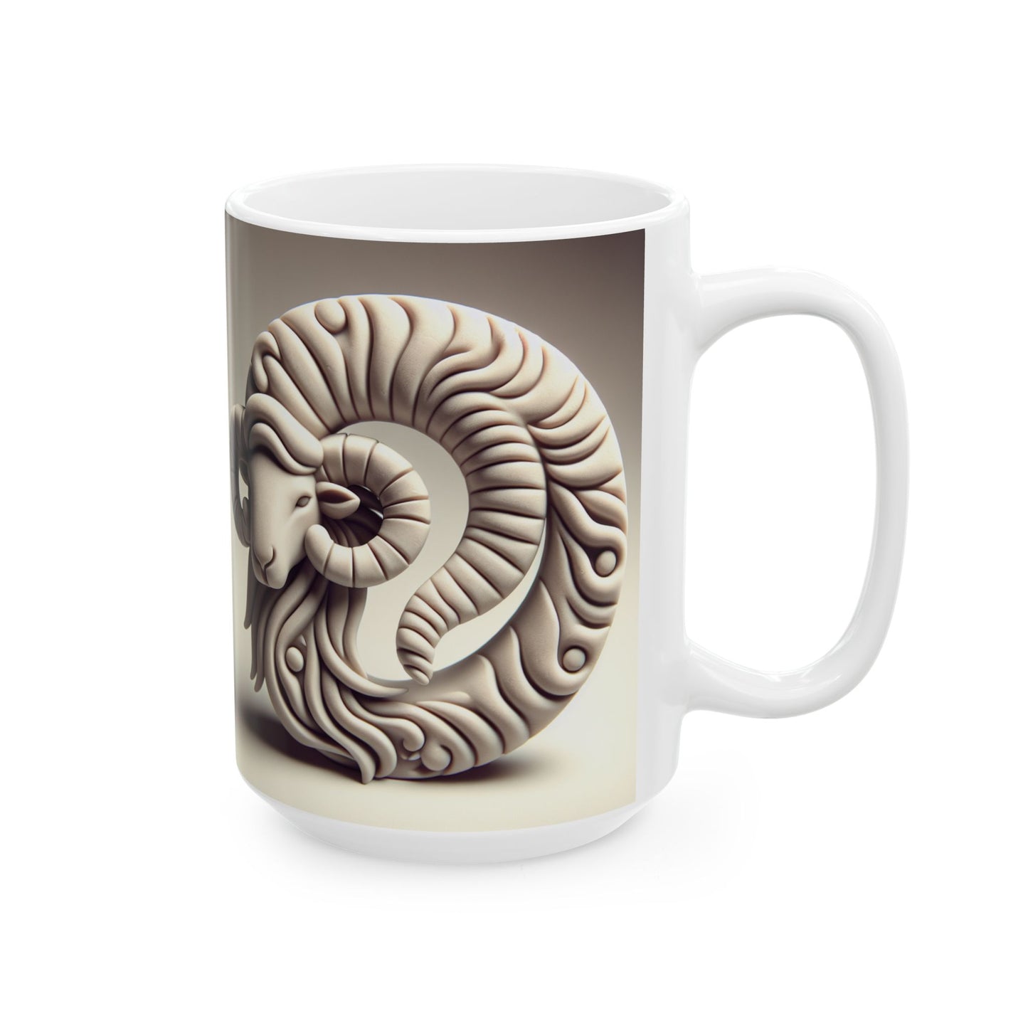 Ceramic Mug, (11oz, 15oz), Ceramic Coffee Mug, Stone Circle, Aries Zodiac Design