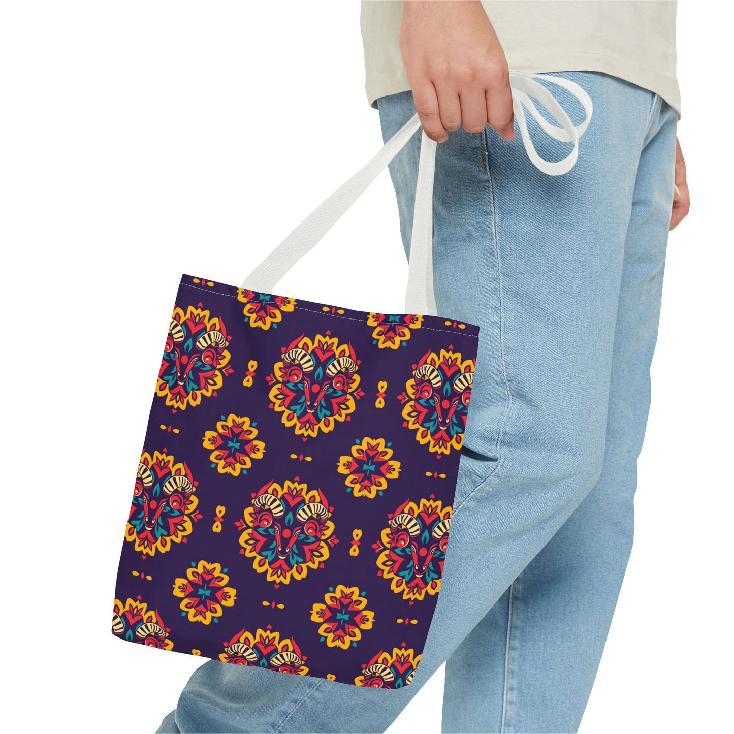 Tote Bag (AOP), Taurus, Zodiac v2, Flower Pattern