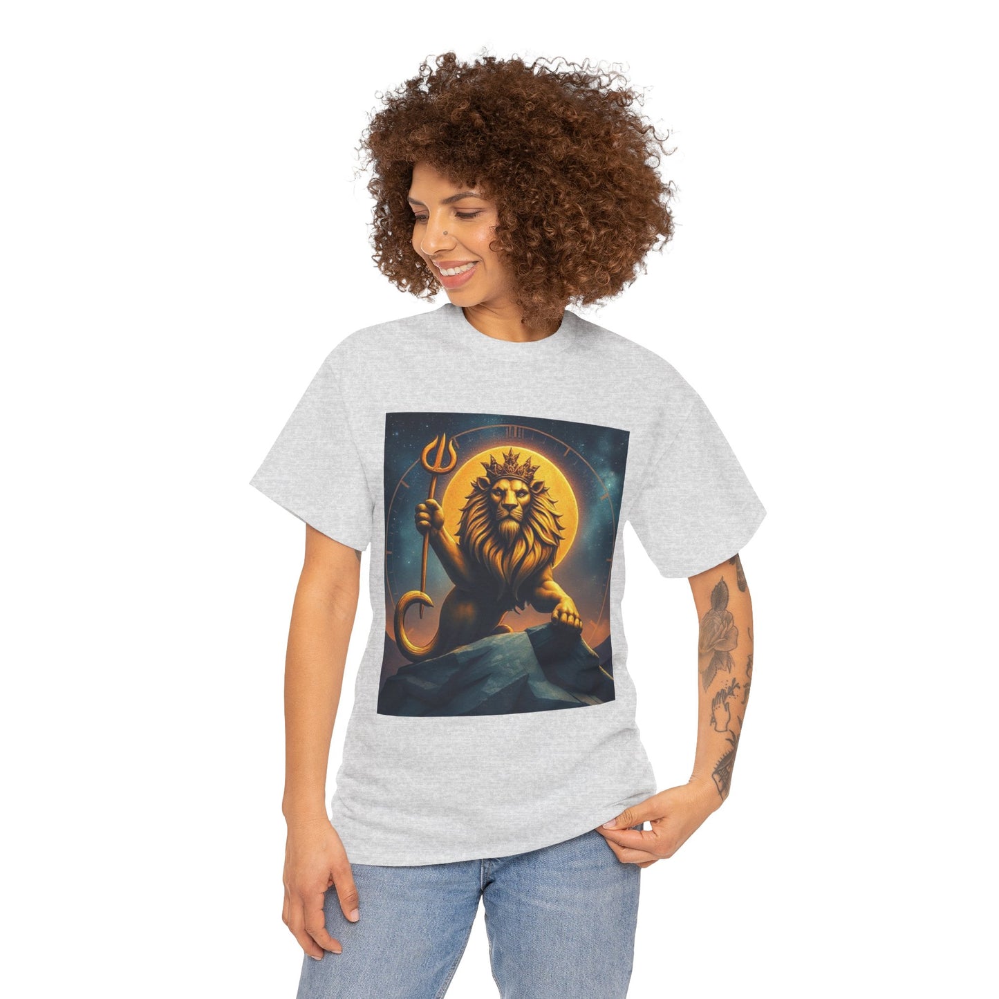Unisex Heavy Cotton T-Shirt, King of Lion v3, Leo Zodiac Design