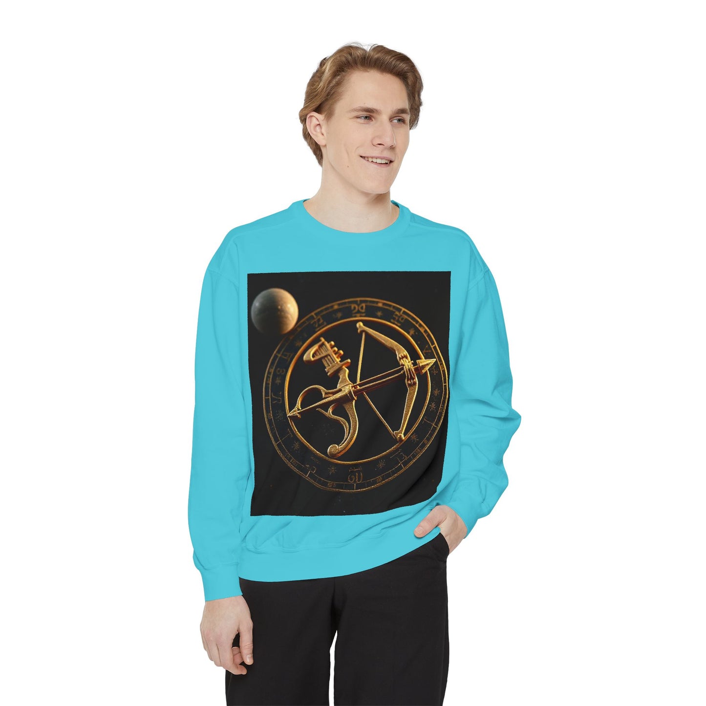 Garment-Dyed Sweatshirt, Unisex, Space Symbol Design, Sagittarius