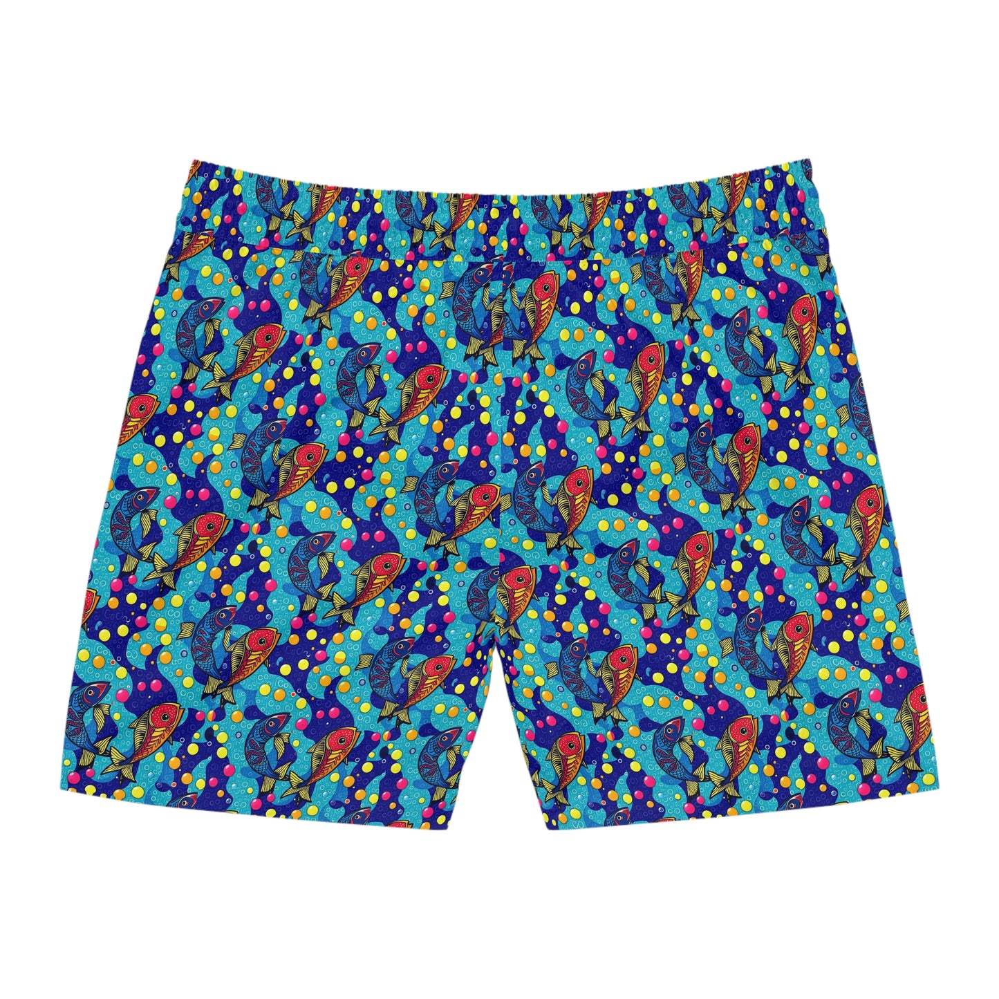 Men's Mid-Length Swim Shorts, (AOP), Pisces, Zodiac, Bubble Pattern