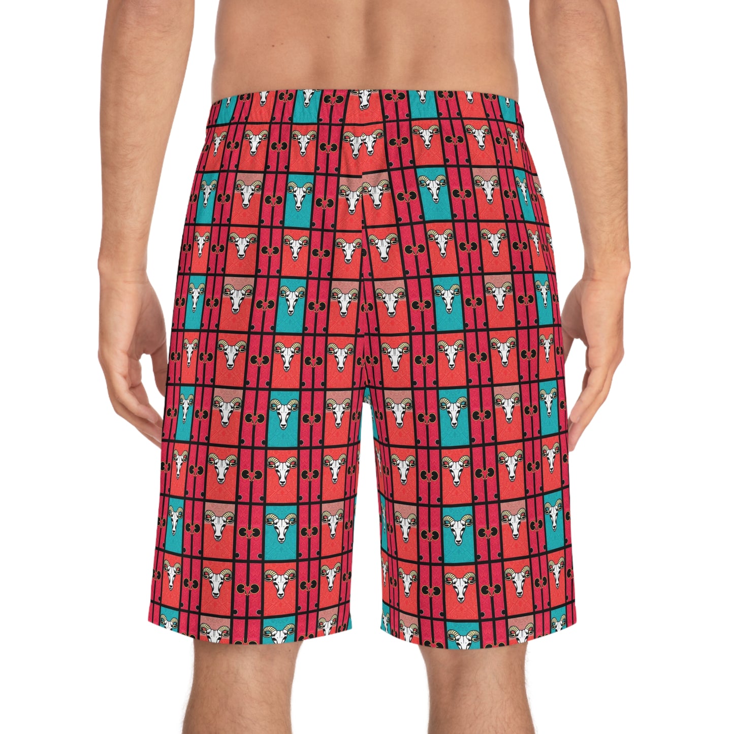 Men's Board Shorts, (AOP), Taurus, Zodiac v1, Shape Pattern