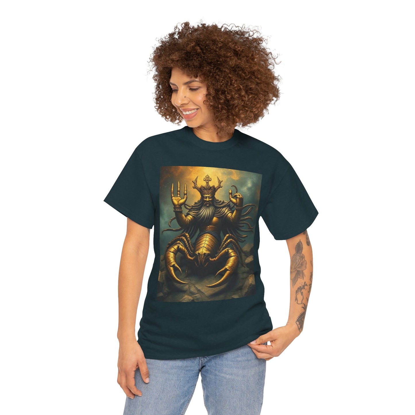Unisex Heavy Cotton T-Shirt, Desert Scorpio King, Zodiac Design