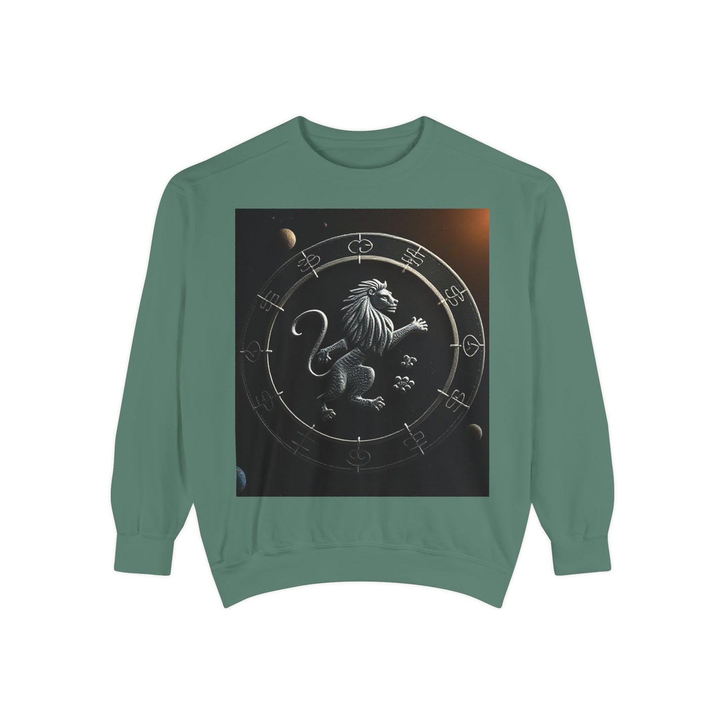 Garment-Dyed Sweatshirt, Unisex, Space Animal Design, Leo