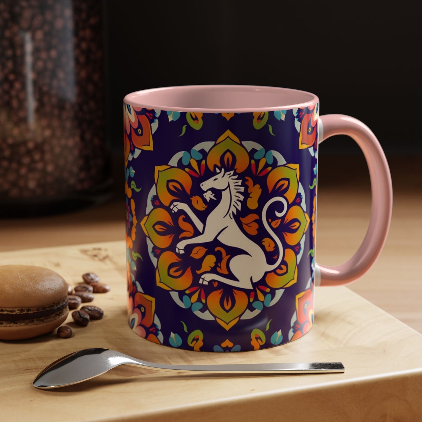 Accent Coffee Mug, Virgo, Zodiac v4. Flower Pattern, (11, 15oz)