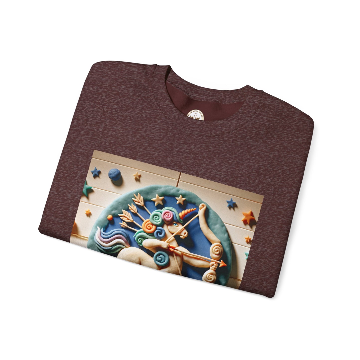 Unisex Heavy Blend™ Crewneck Sweatshirt, Colorful Horse, Sagittarius Zodiac Design