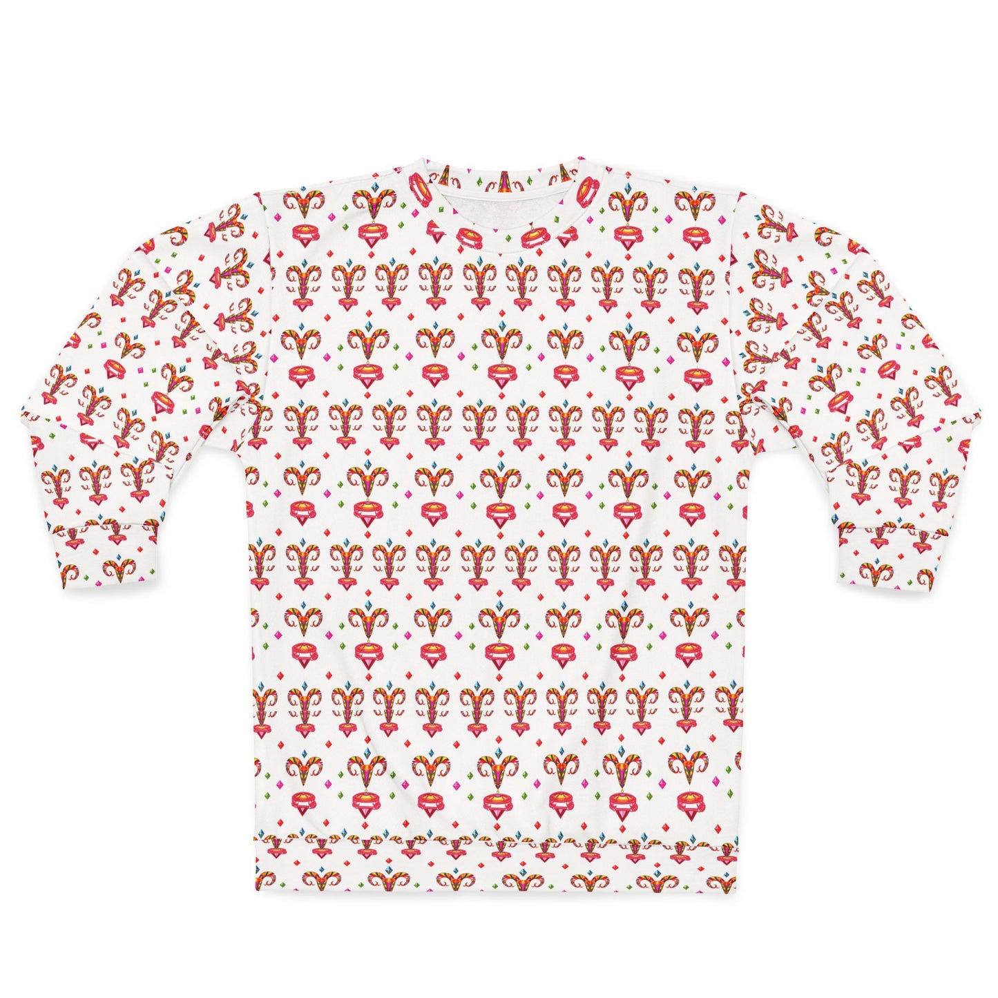 Unisex Sweatshirt (AOP), Aries, Zodiac v2, Jewel Pattern