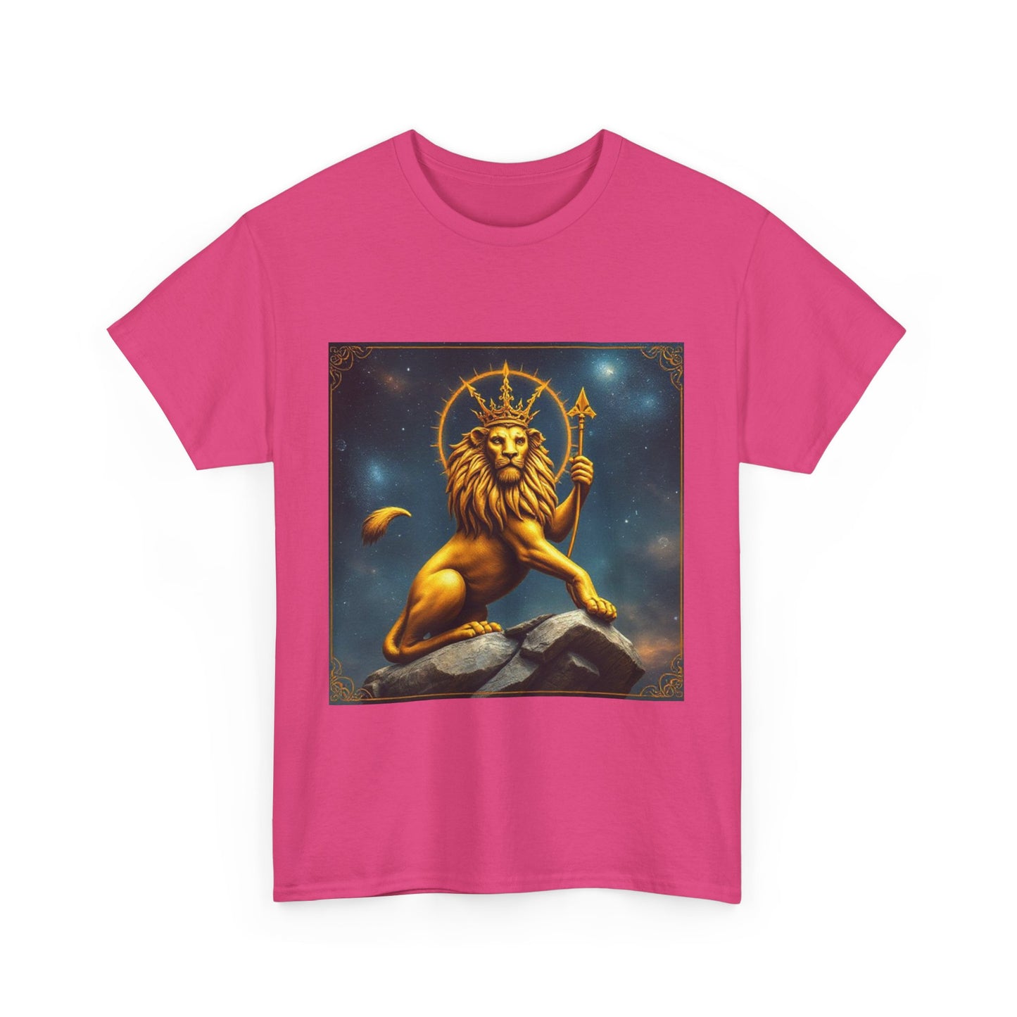 Unisex Heavy Cotton T-Shirt, King of Lions, Leo Zodiac Design