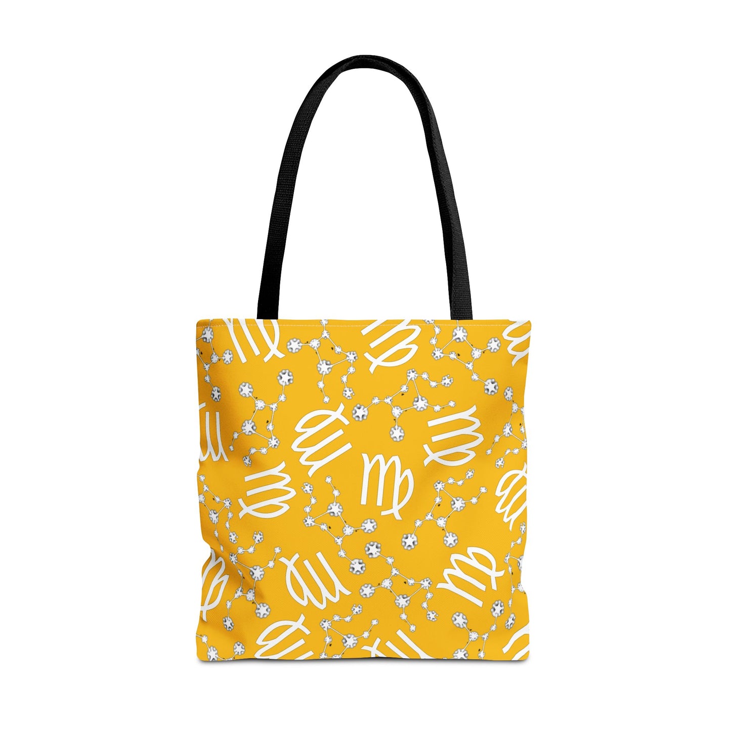 Tote Bag, Virgo Zodiac Sign, AOP, (Yellow White)