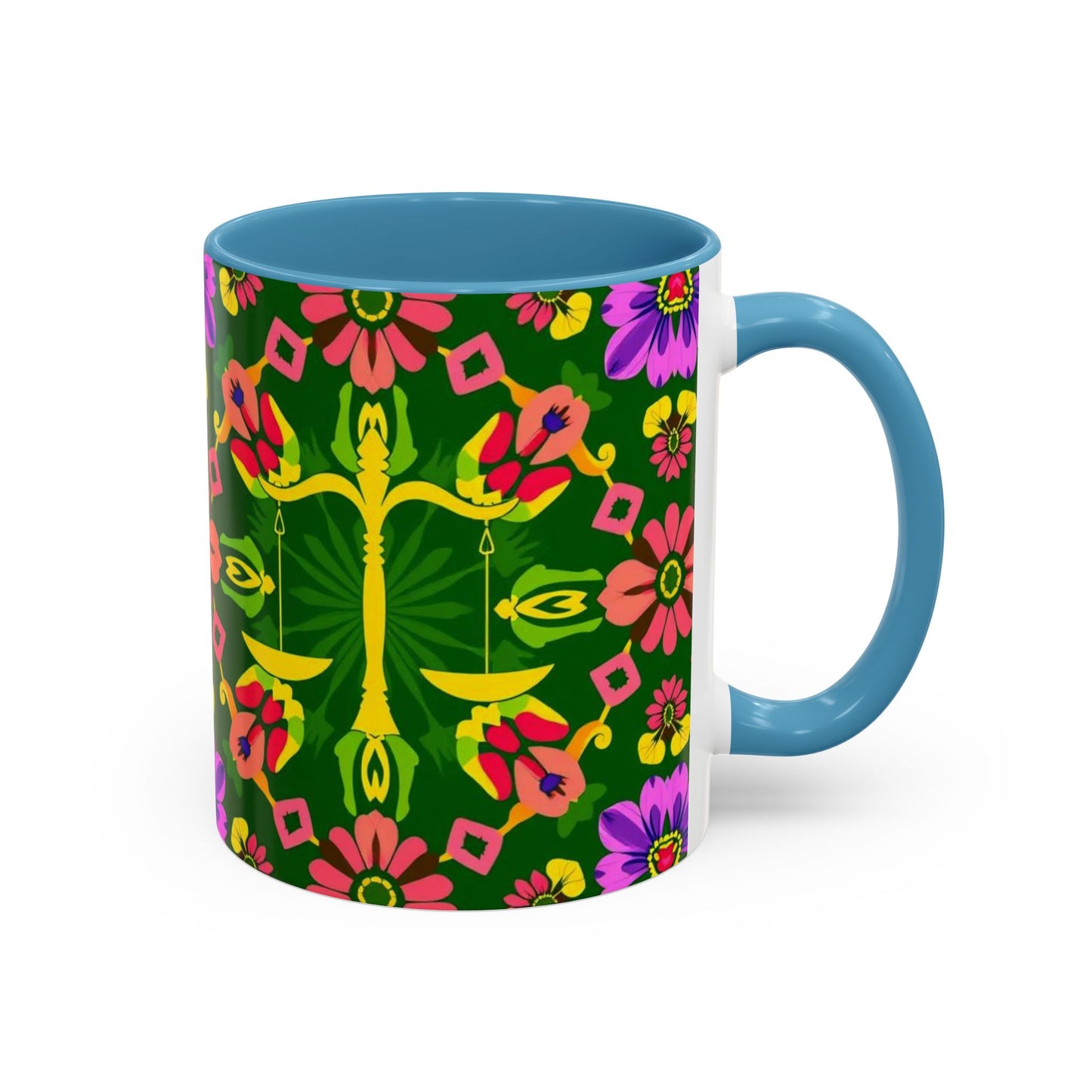 Accent Coffee Mug, Libra, Zodiac, Flower Pattern, (11, 15oz)