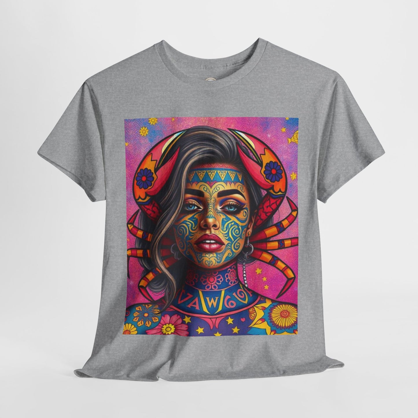 Unisex Heavy Cotton T-Shirt, Cancer, Zodiac v3, Sexy Art