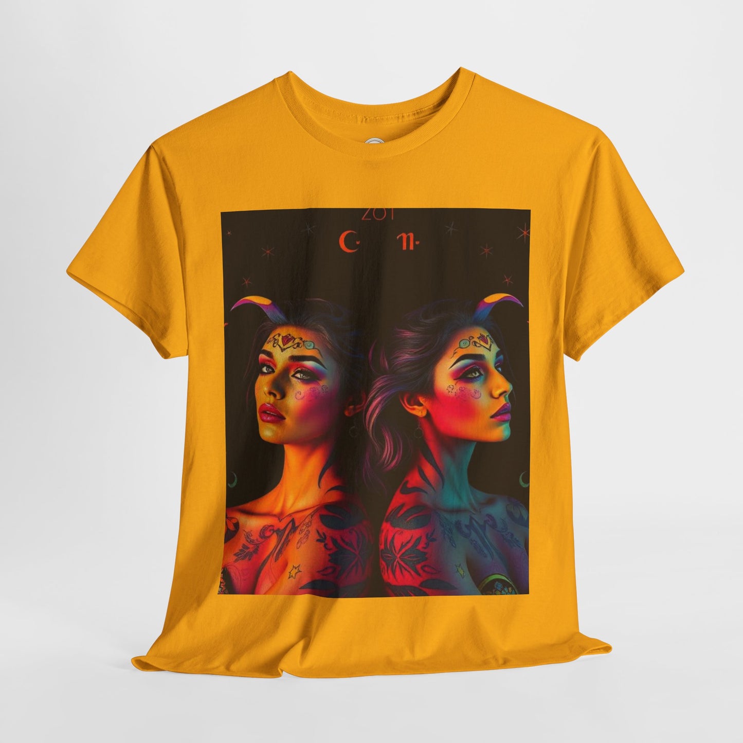 Unisex Heavy Cotton T-Shirt, Gemini, Zodiac, Sexy Art