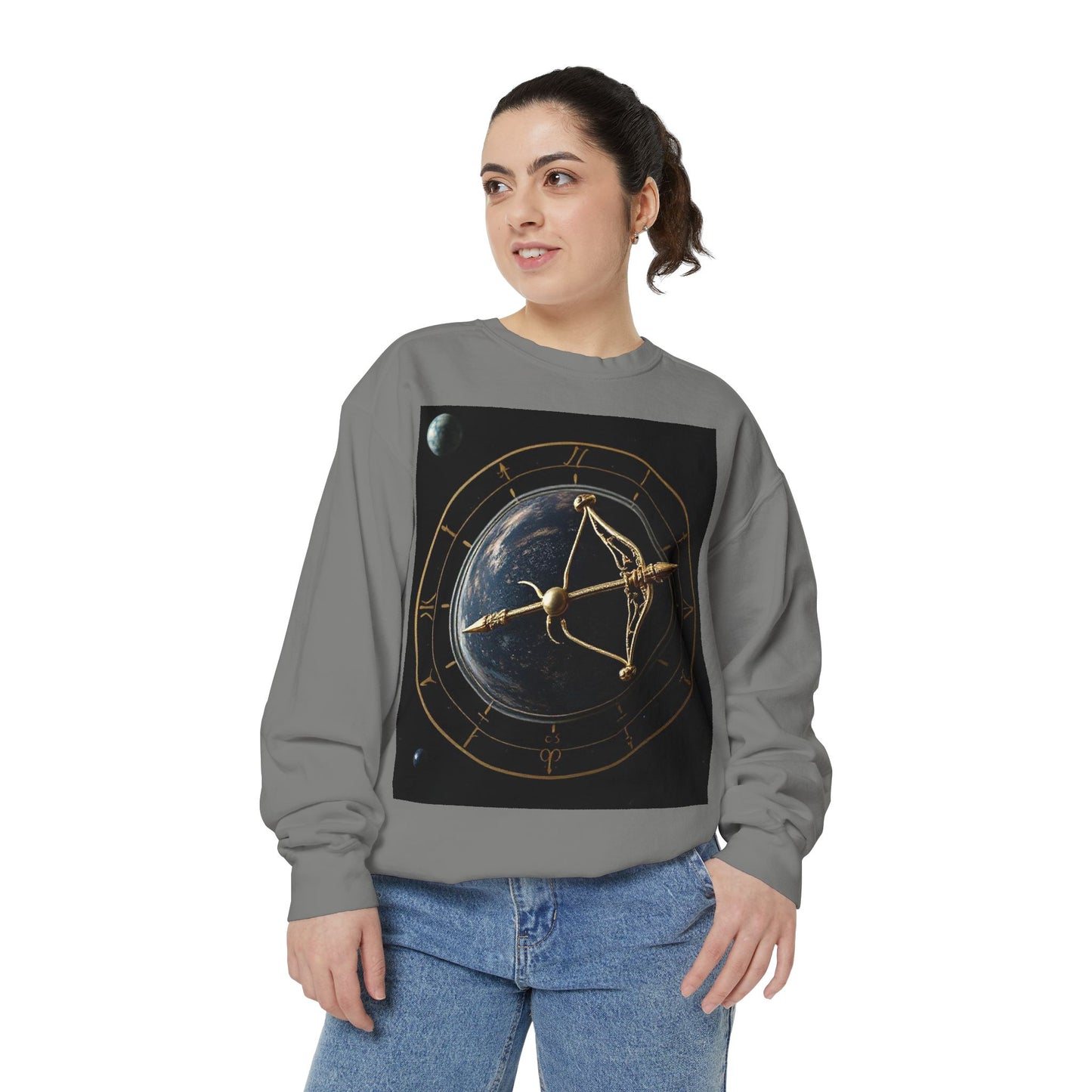 Garment-Dyed Sweatshirt, Unisex, Space Symbol Design v1, Sagittarius