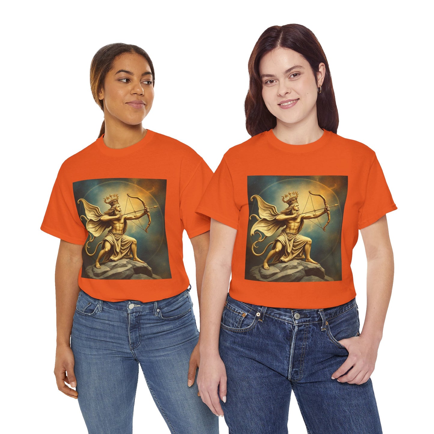 Unisex Heavy Cotton T-Shirt, Sagittarius King, Bow & Arrow v1, Zodiac Design