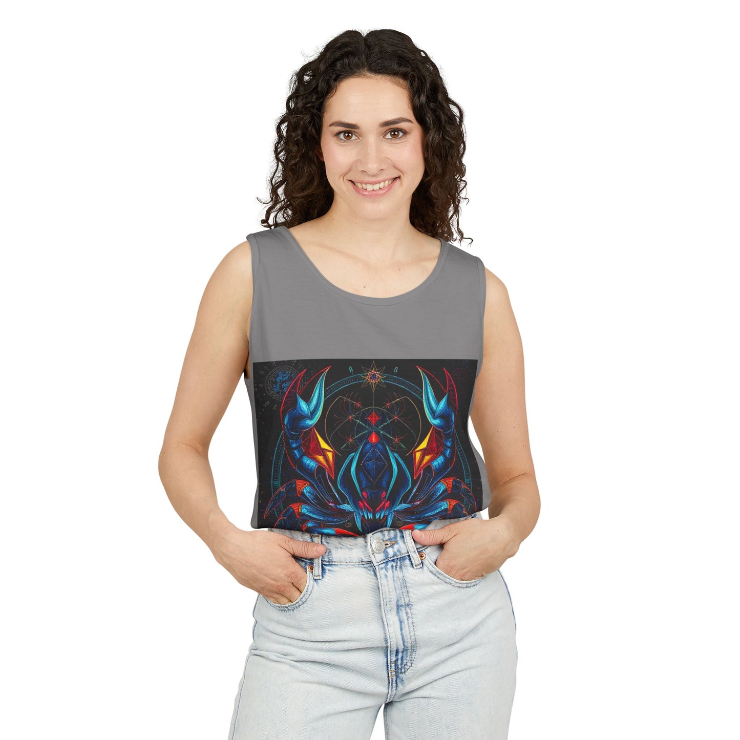 Unisex Garment-Dyed, Tank Top, Scorpio Design, Pop Art v1, 100% US cotton