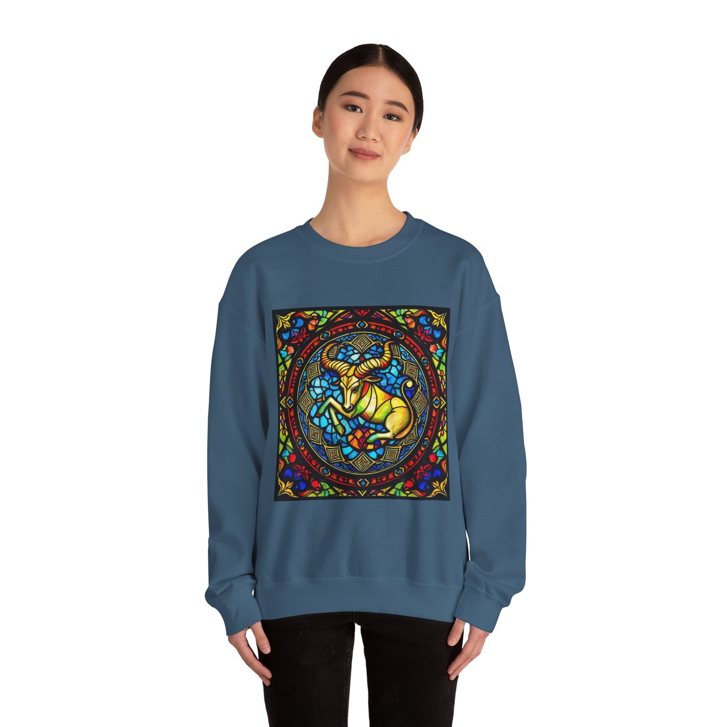 Unisex Heavy Blend™ Crewneck Sweatshirt, Glass, Taurus Zodiac Design