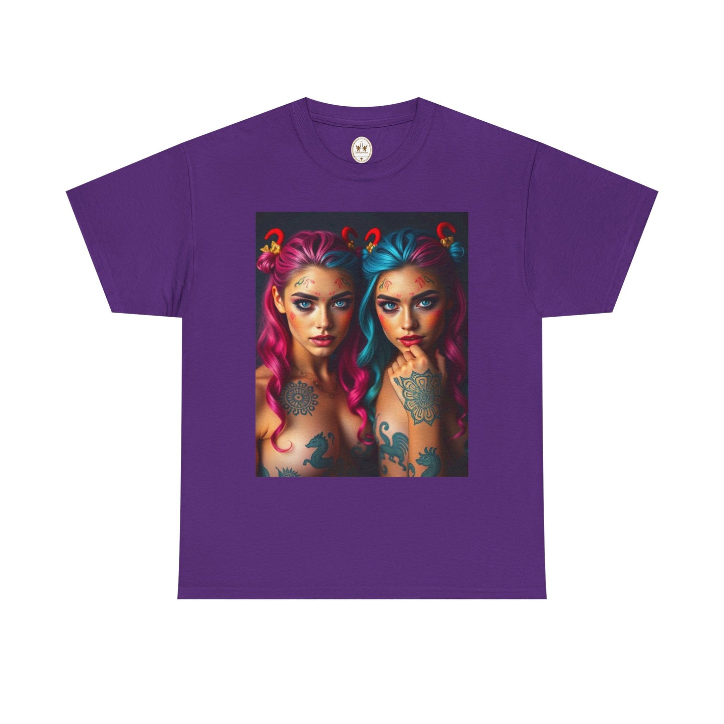 Unisex Heavy Cotton T-Shirt, Gemini, Zodiac v1, Sexy Art