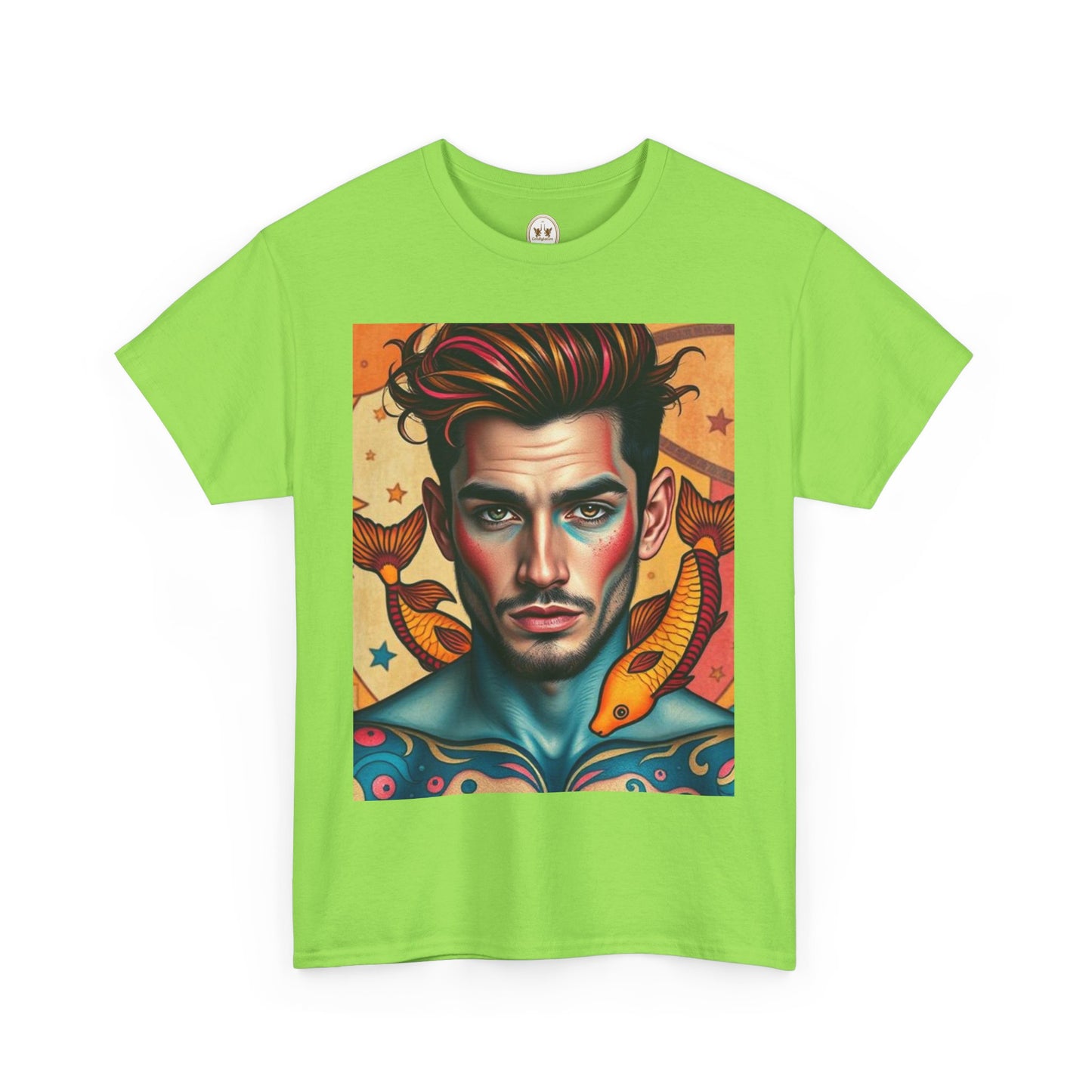 Unisex Heavy Cotton T-Shirt, Pisces, Zodiac v2, Sexy Art