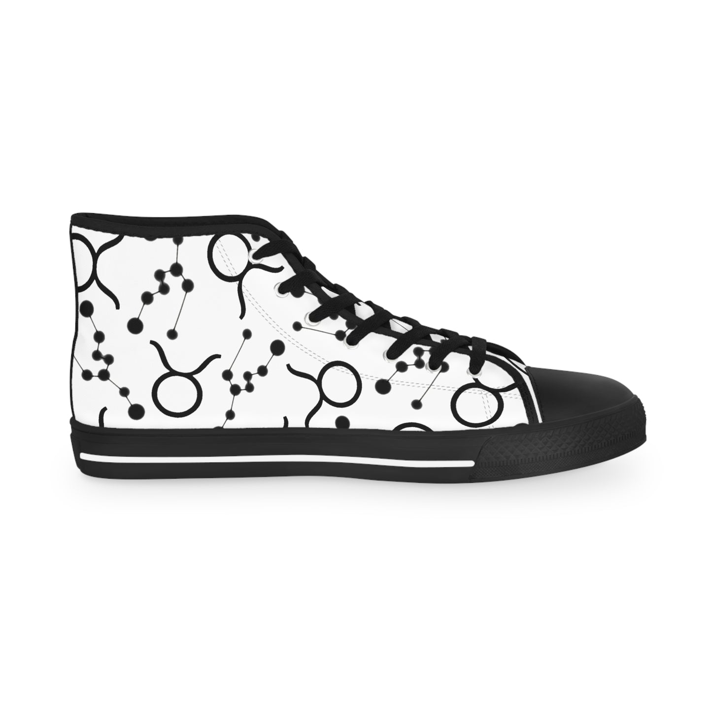 Men's High Top Sneakers, Breathable polyester canvas, Taurus Zodiac Design