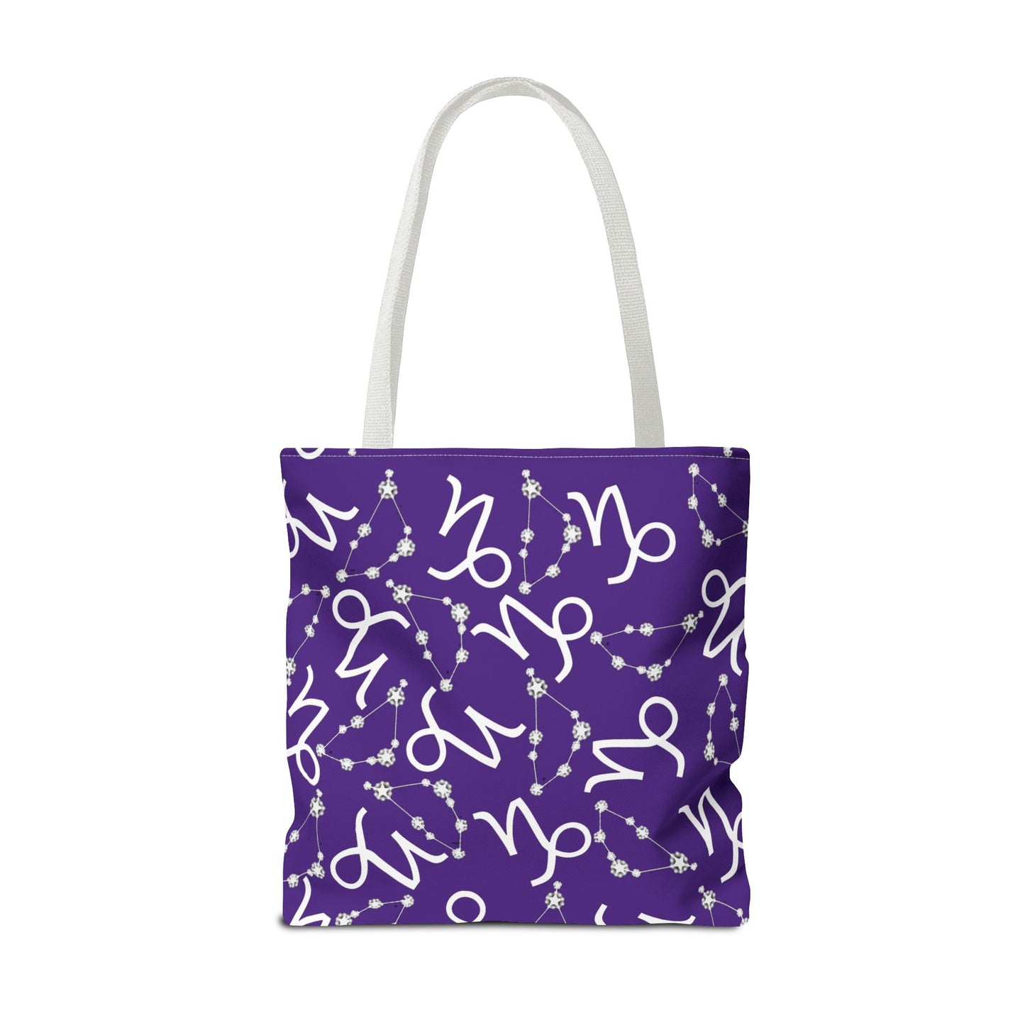 Tote Bag, Capricorn Zodiac Sign, AOP, (Purple, White)