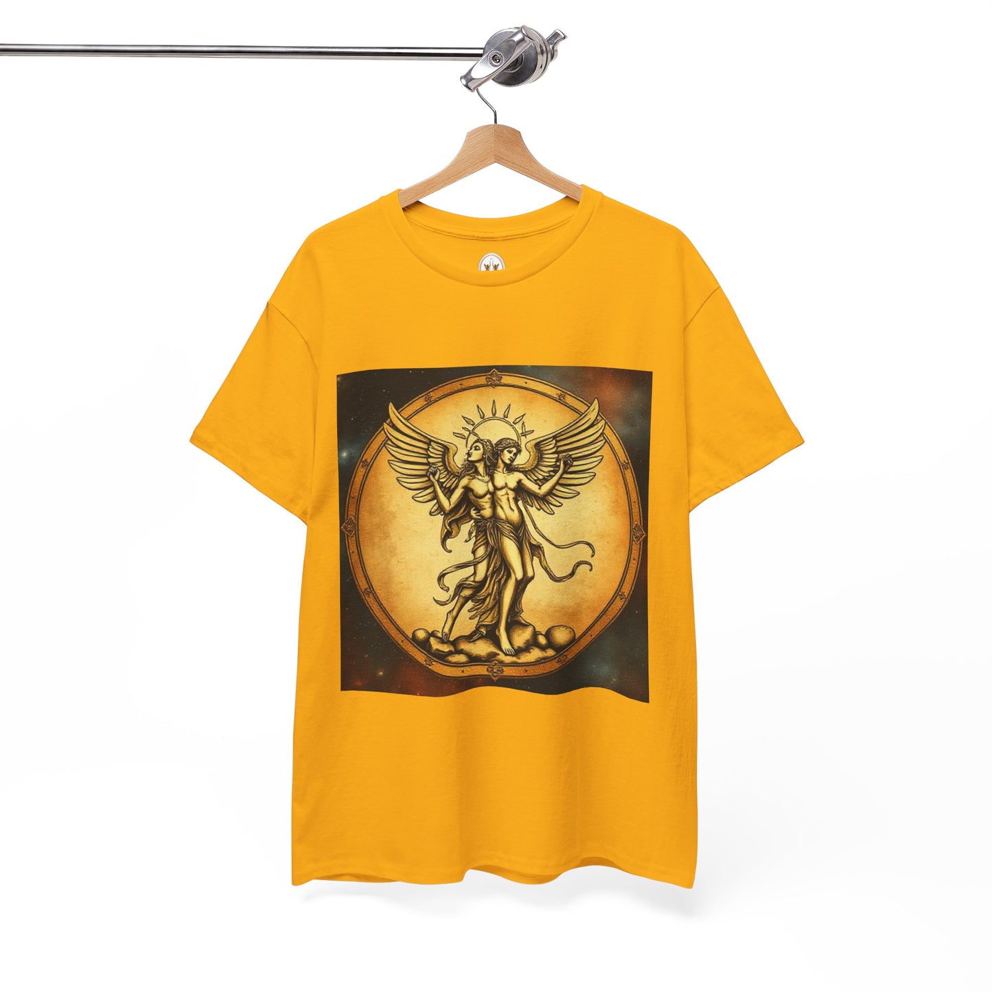 Unisex Heavy Cotton T-Shirt, Angel Twin, Gemini Zodiac Design