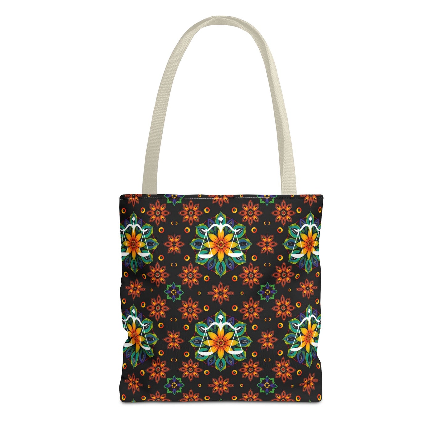 Tote Bag (AOP), Libra, Zodiac v2, Flower Pattern