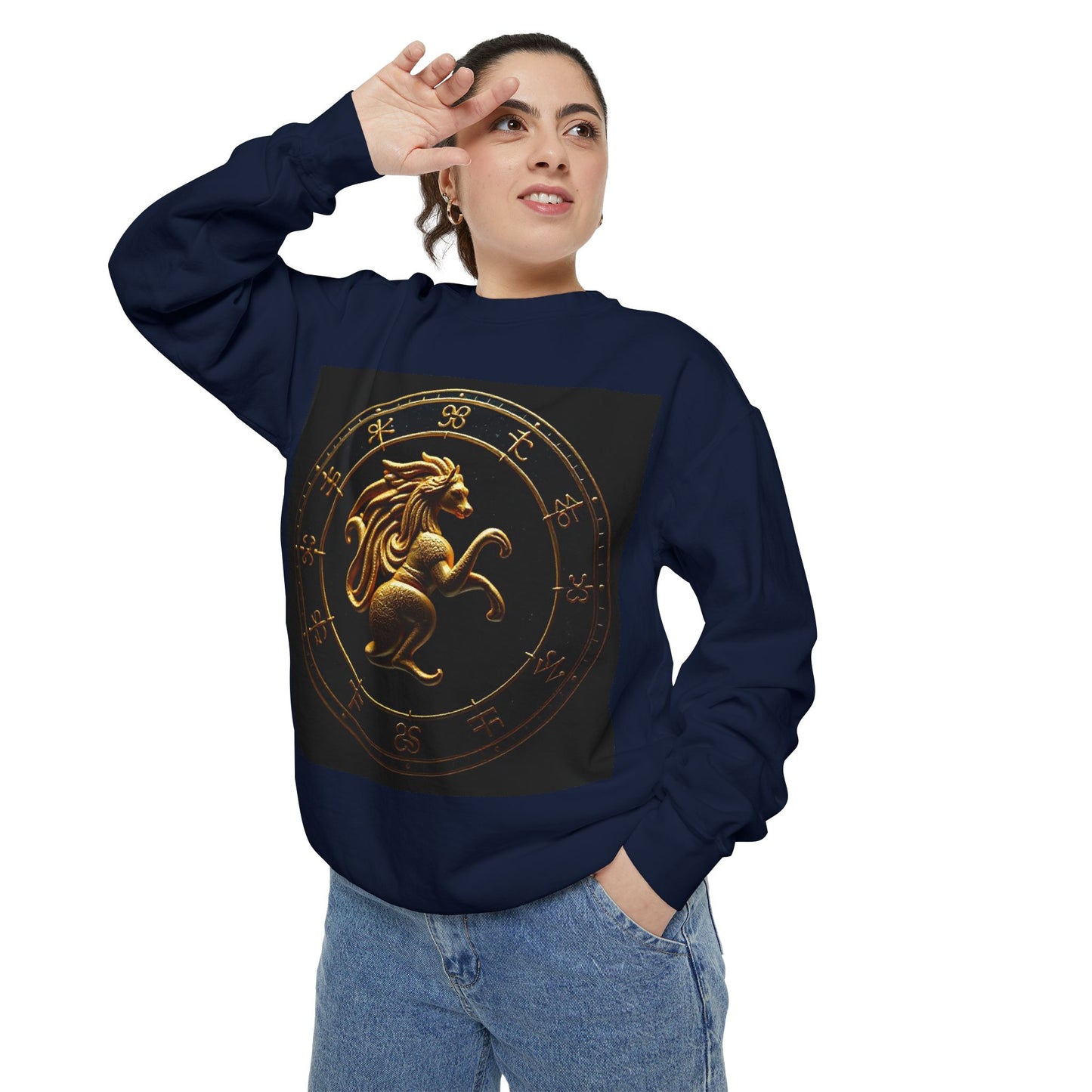 Garment-Dyed Sweatshirt, Unisex, Space Animal Design v1, Virgo