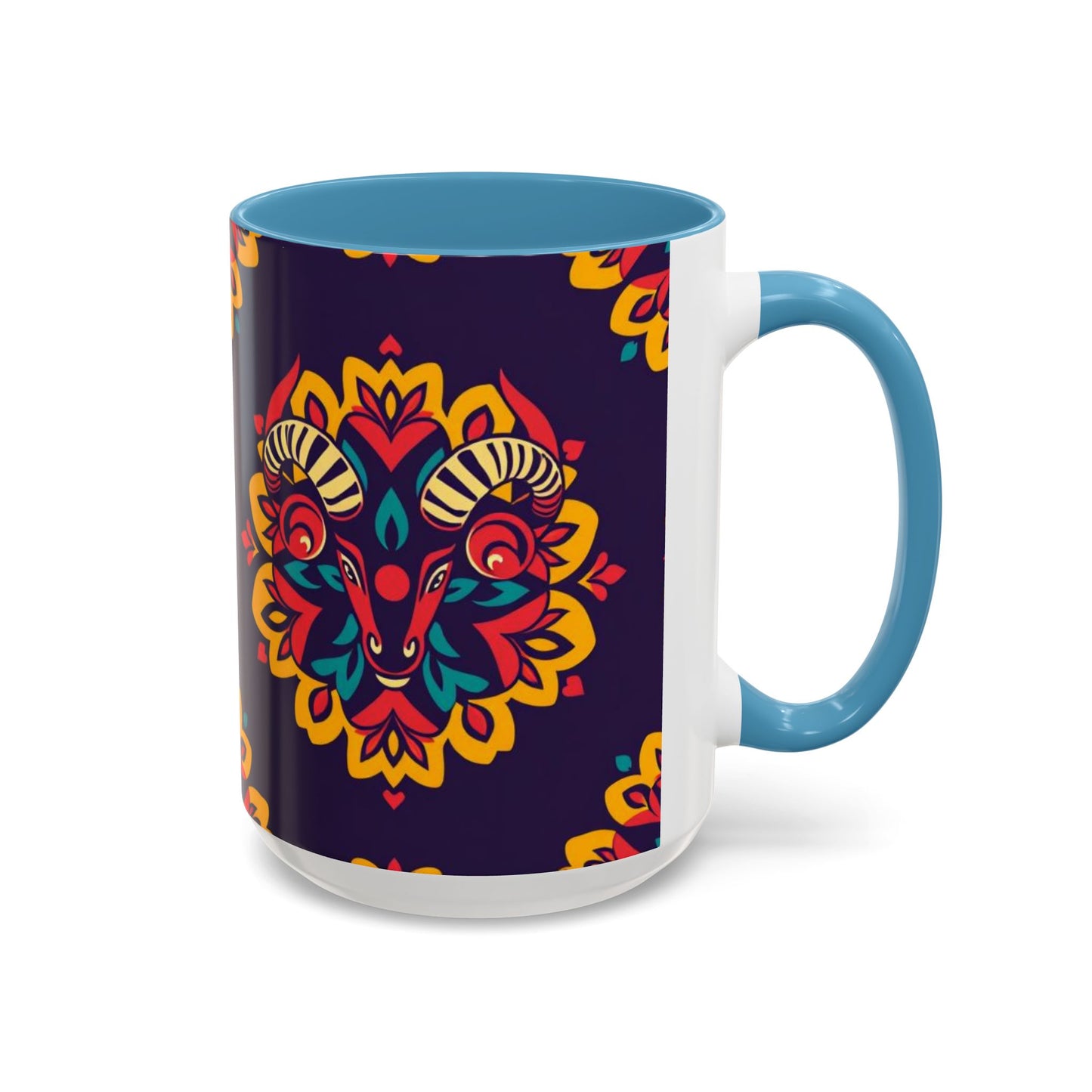 Accent Coffee Mug, Taurus, Zodiac v4. Flower Pattern, (11, 15oz)