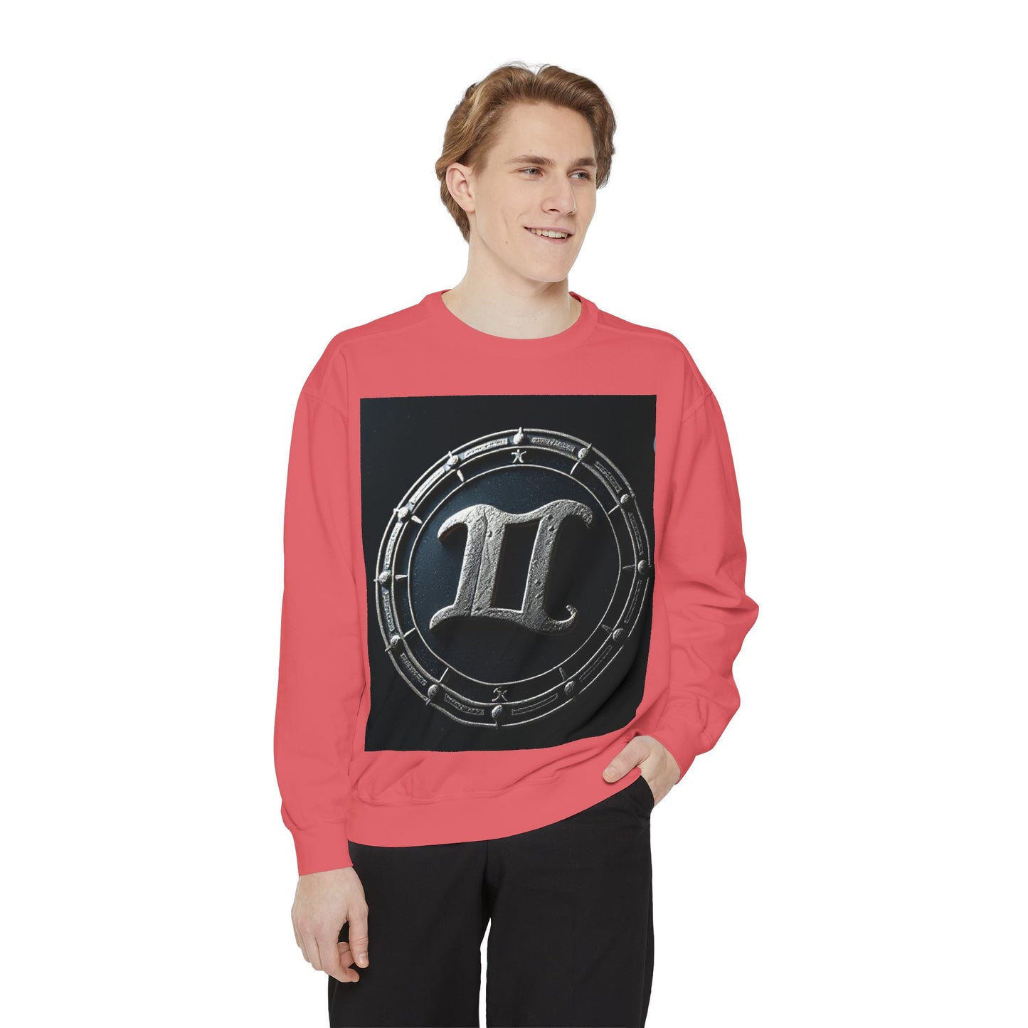 Garment-Dyed Sweatshirt, Unisex, Space Symbol Design v1, Gemini