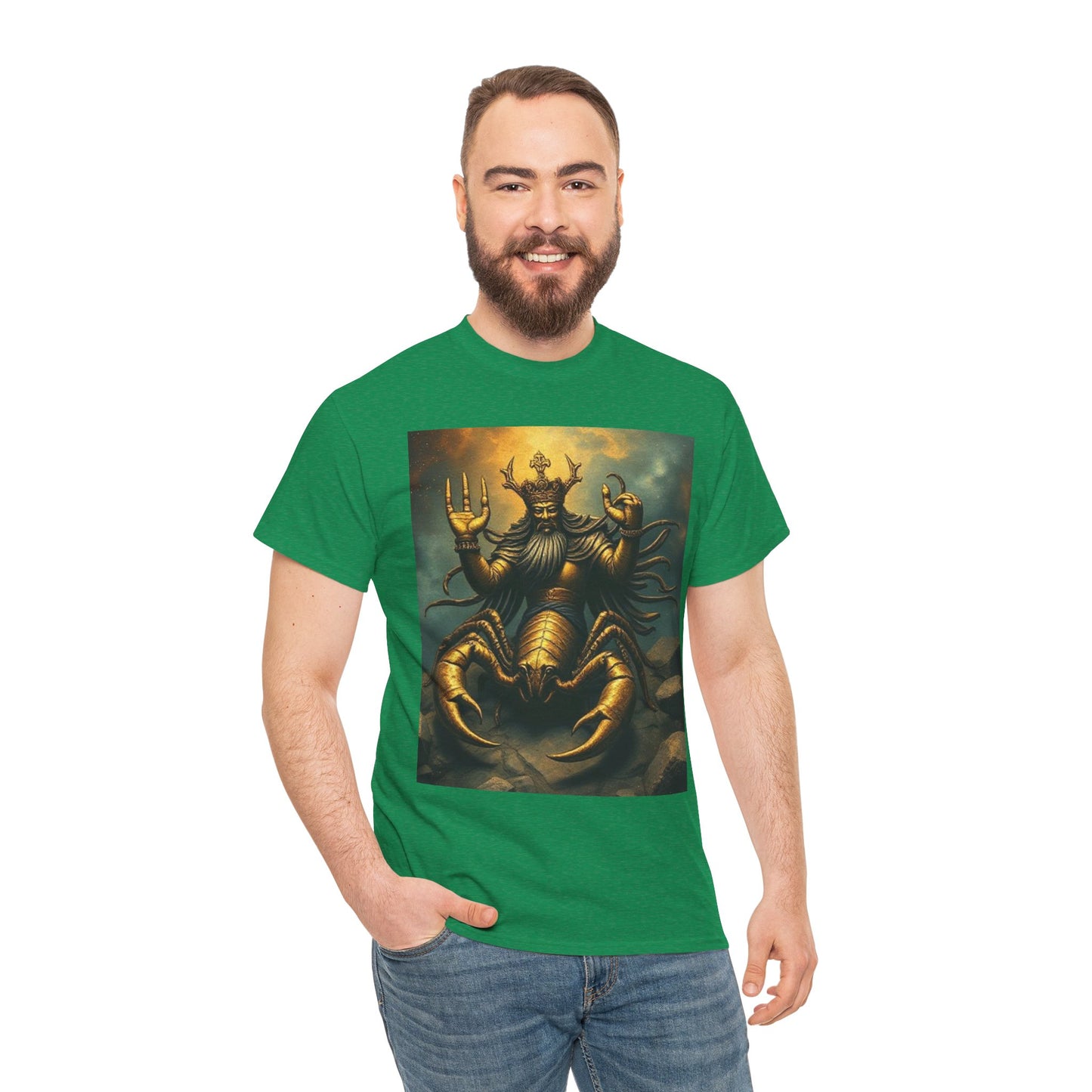 Unisex Heavy Cotton T-Shirt, Desert Scorpio King v1, Zodiac Design