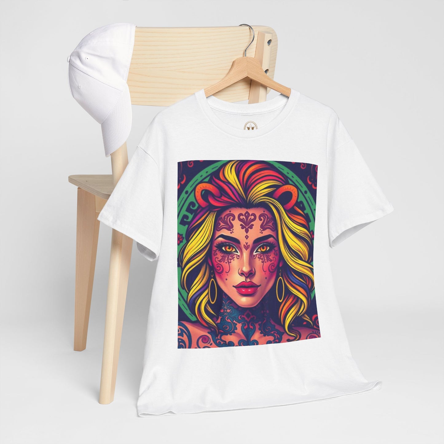 Unisex Heavy Cotton T-Shirt, Leo, Zodiac v1, Sexy Art