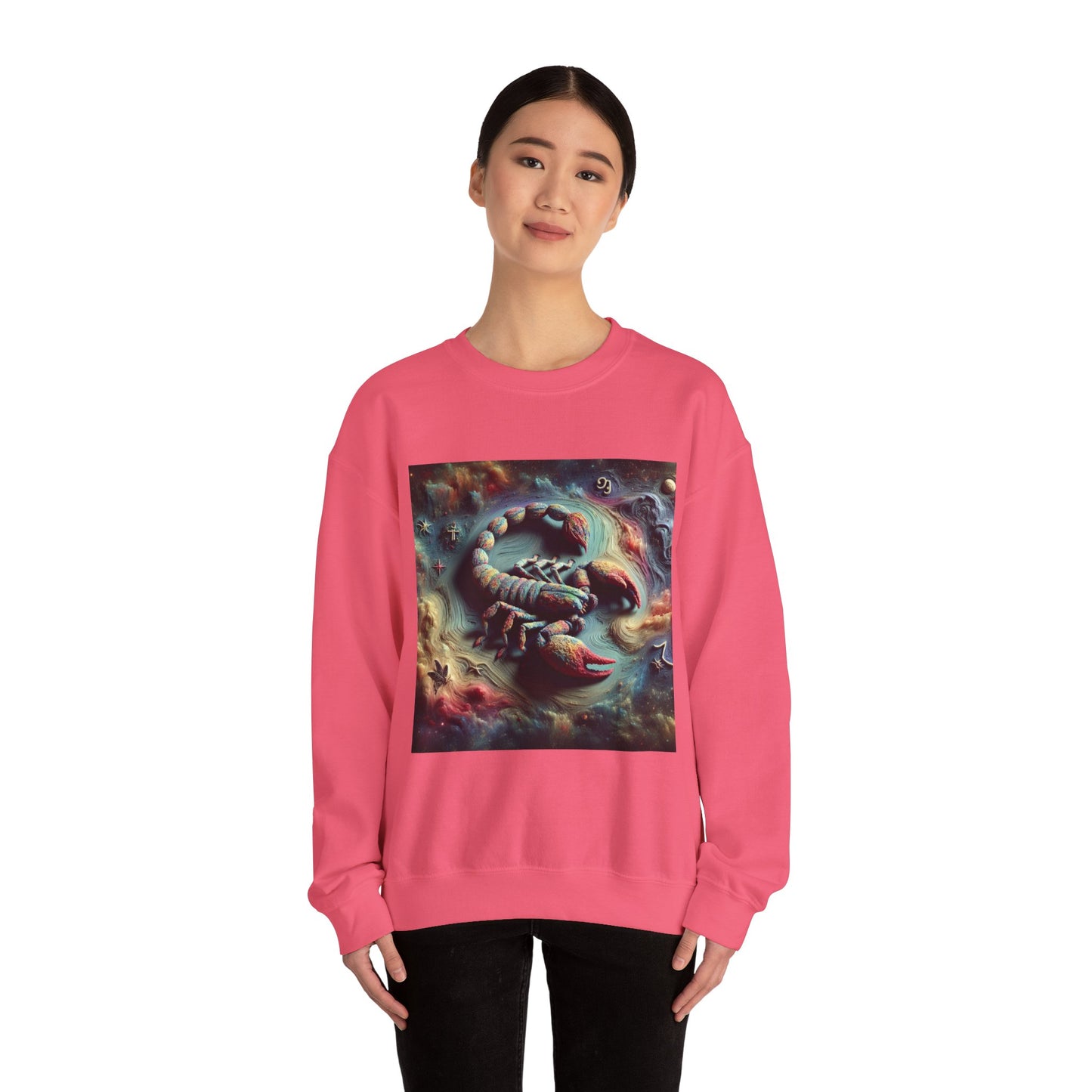 Unisex Heavy Blend™ Crewneck Sweatshirt, Trippy Mist Scorpion, Scorpio Zodiac Design