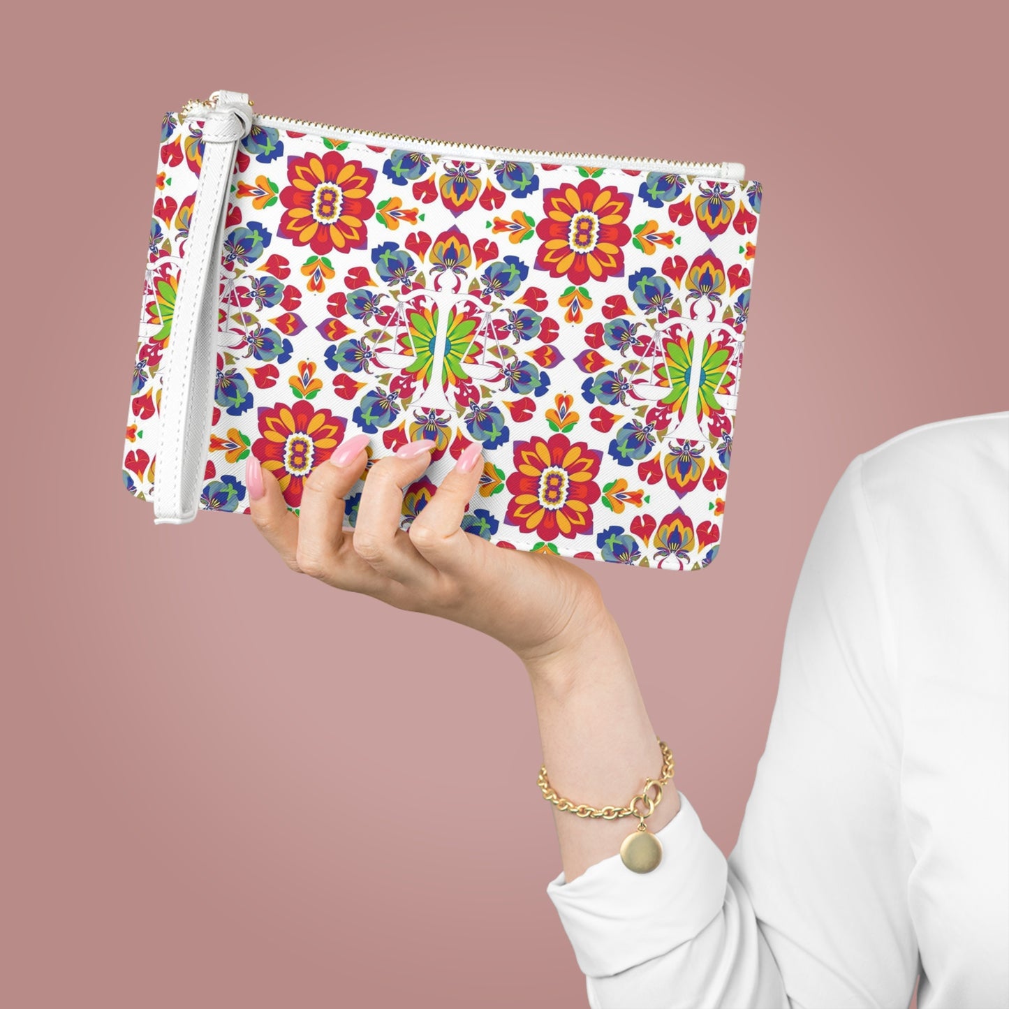 Clutch Bag, Libra, Zodiac v4, Flower Pattern