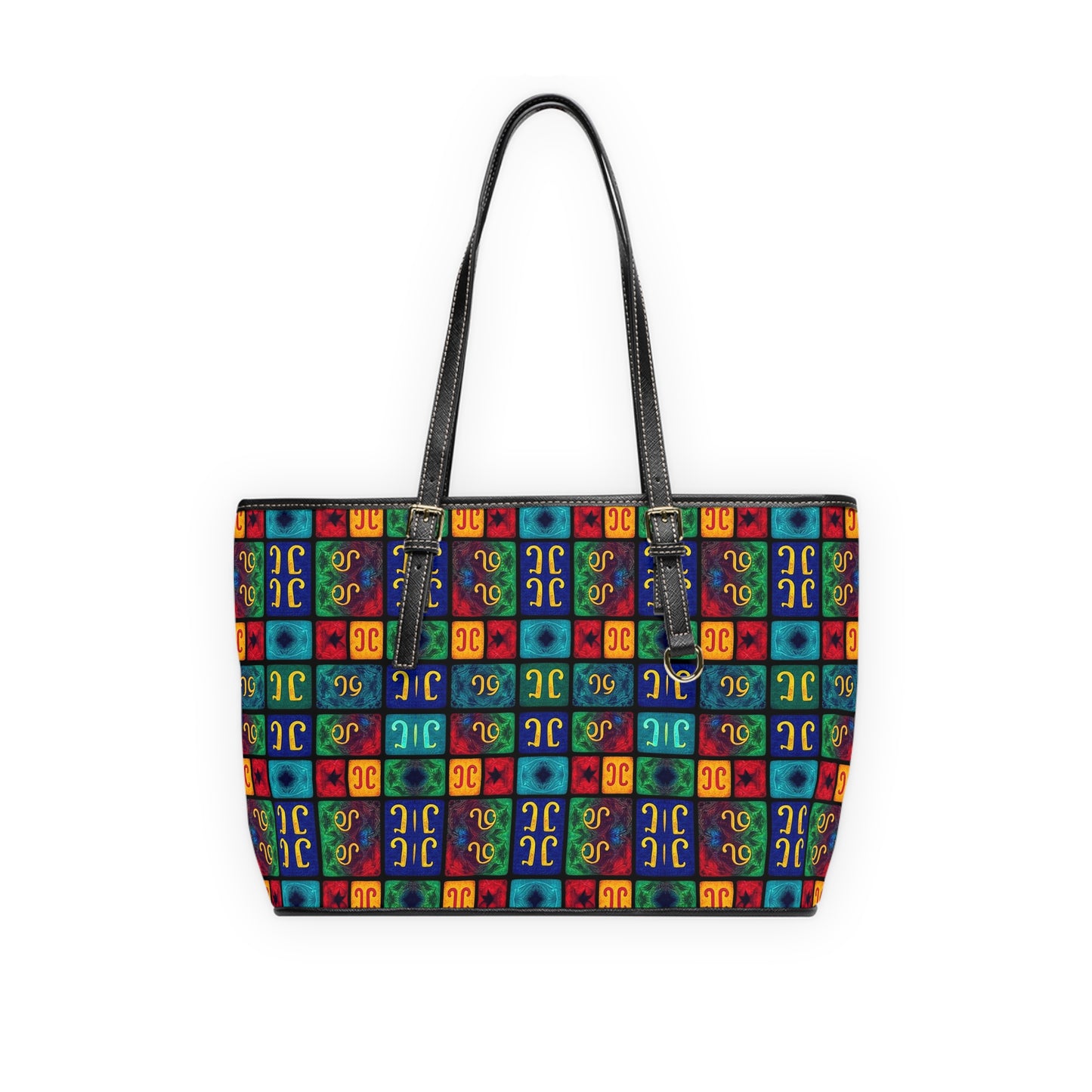 Leather Shoulder Bag, Aquarius, Zodiac v1, Shapes Pattern
