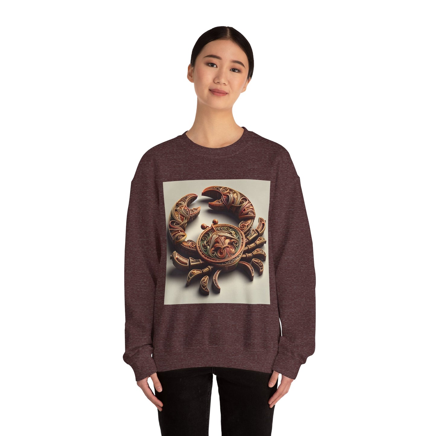 Unisex Heavy Blend™ Crewneck Sweatshirt, Crab Artifact, Cancer Zodiac Design