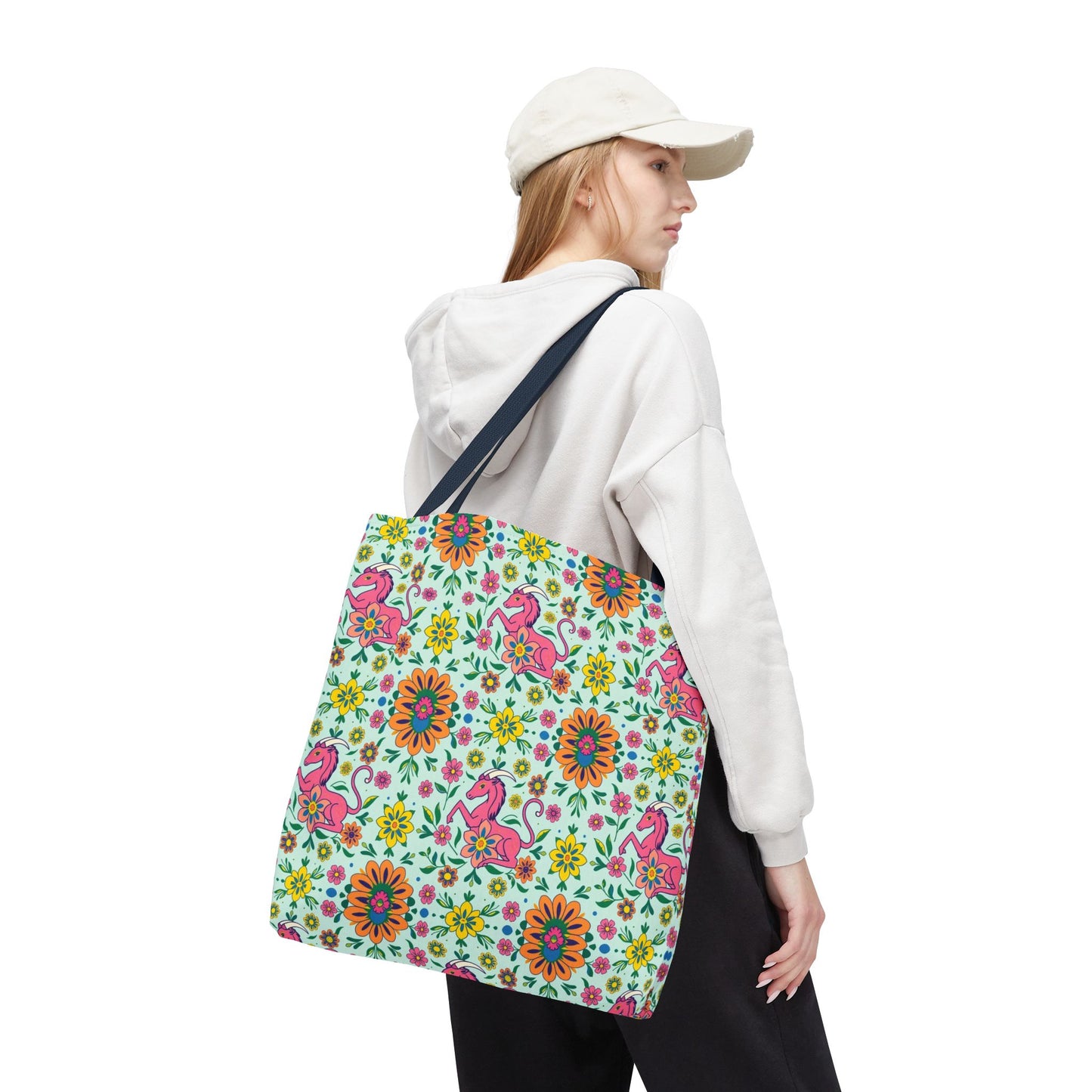 Tote Bag (AOP), Aquarius, Zodiac, Flower Pattern