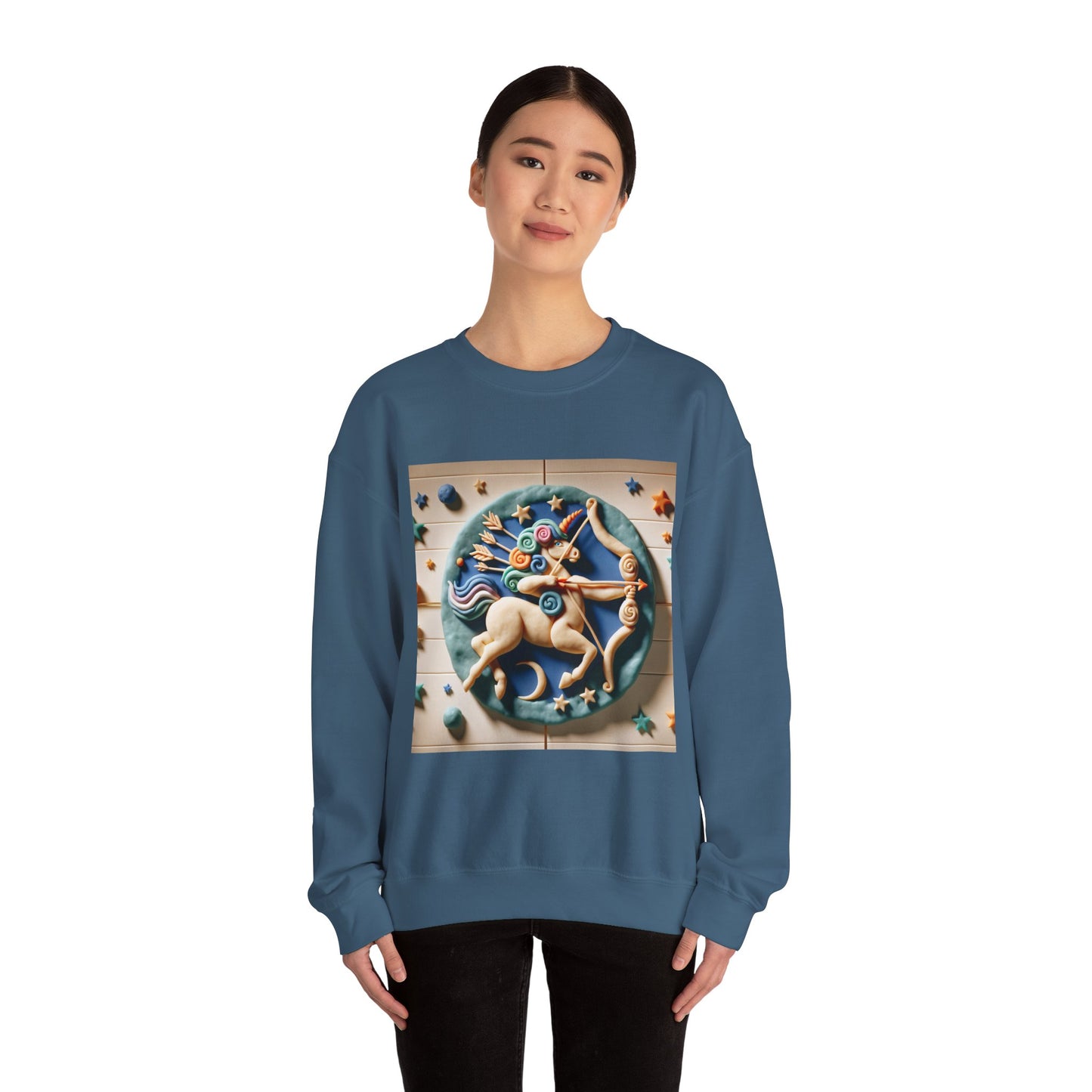 Unisex Heavy Blend™ Crewneck Sweatshirt, Colorful Horse, Sagittarius Zodiac Design