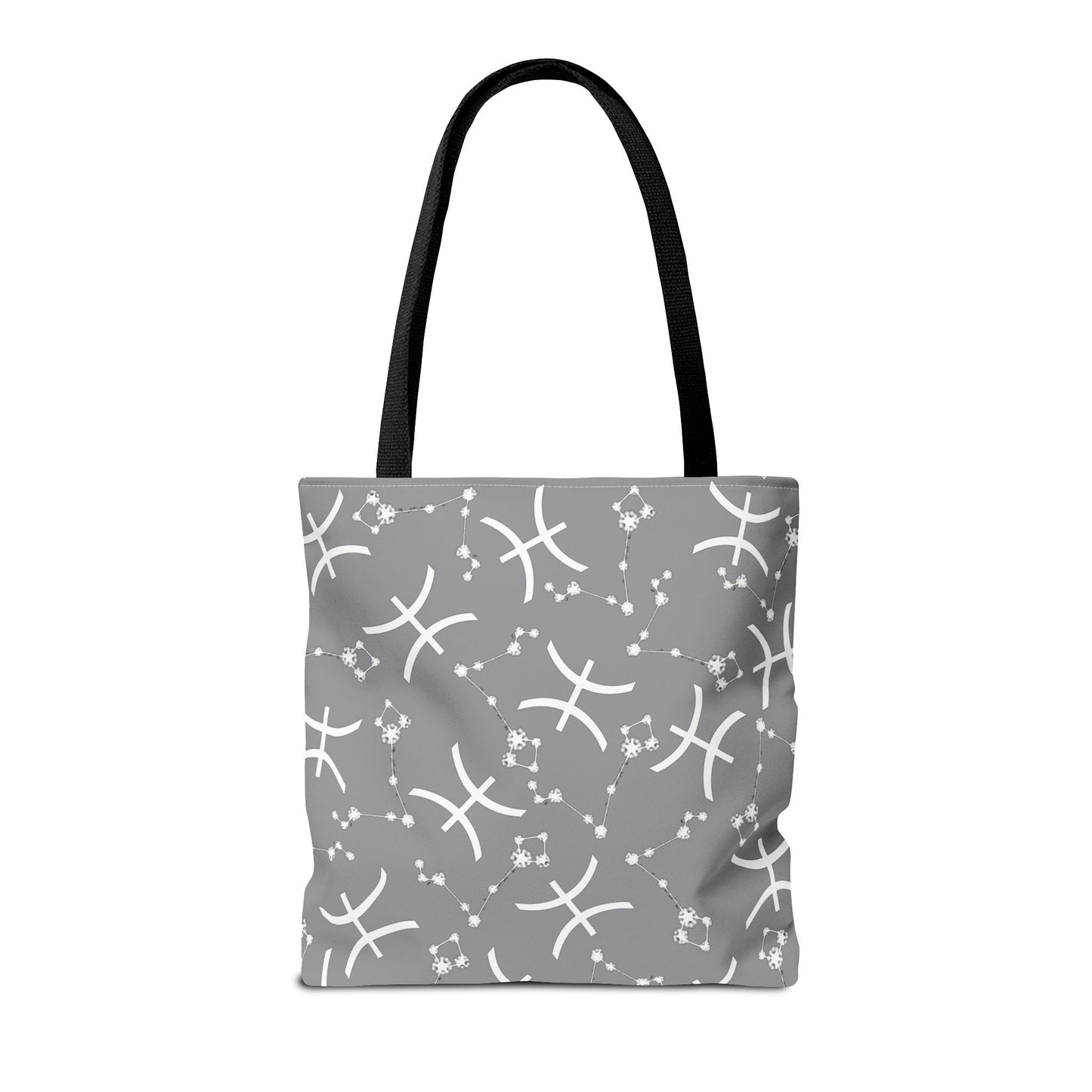 Tote Bag, Pisces Zodiac Sign, AOP, (Grey, White)