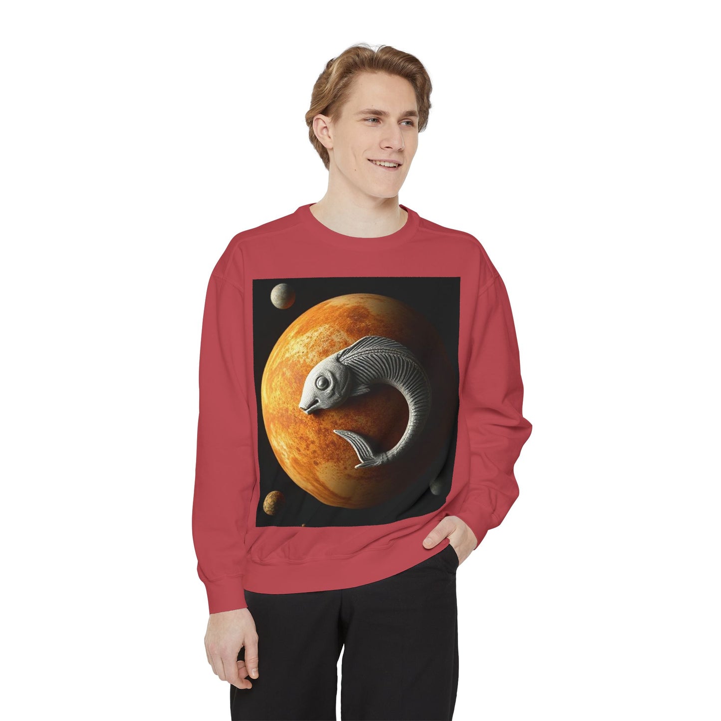 Garment-Dyed Sweatshirt, Unisex, Space Animal Design, Pisces