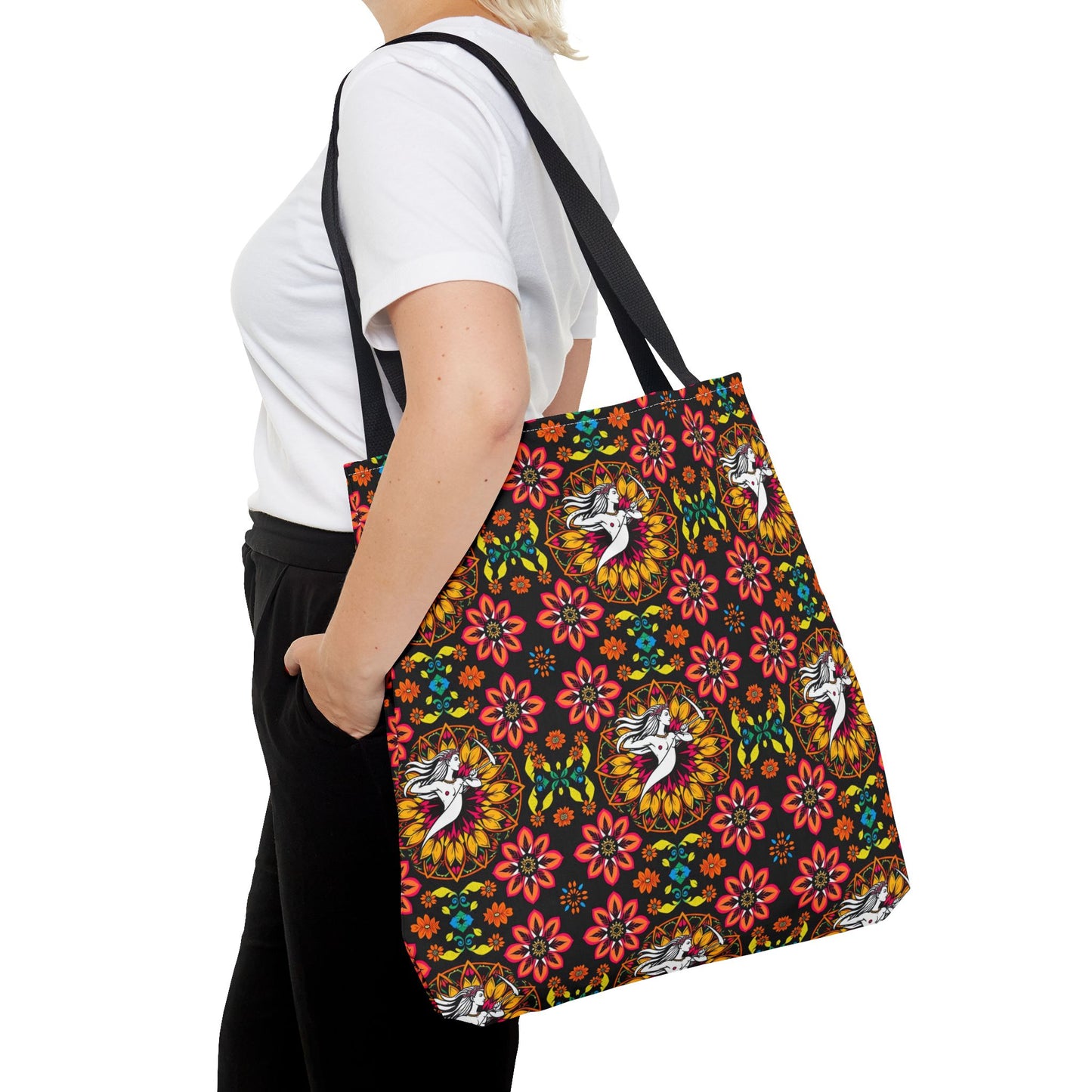Tote Bag (AOP), Sagittarius, Zodiac v1, Flower Pattern