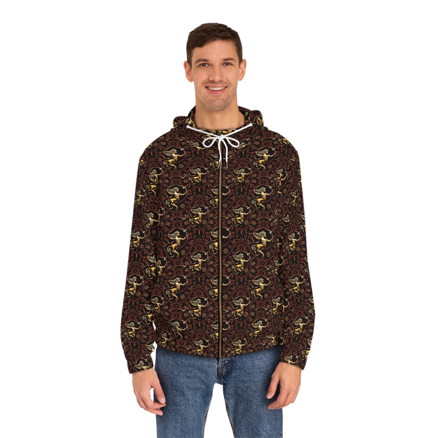 Full-Zip Hoodie (AOP), Sagittarius, Zodiac, Pattern