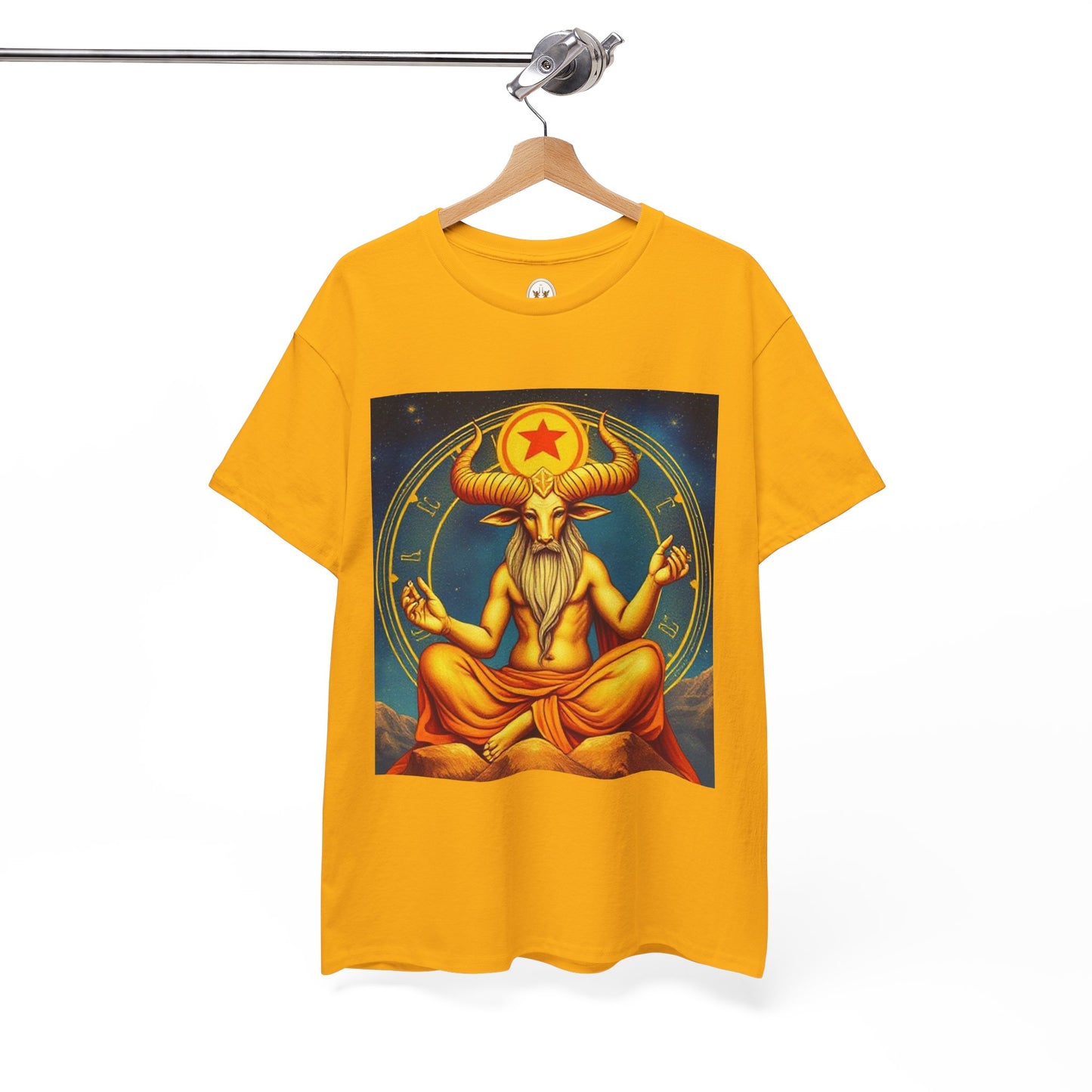 Unisex Heavy Cotton T-Shirt, Meditating Bull, Taurus Zodiac Design