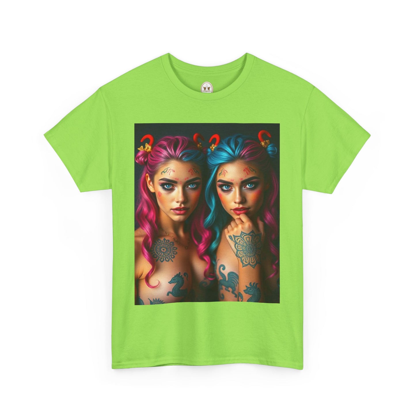 Unisex Heavy Cotton T-Shirt, Gemini, Zodiac v1, Sexy Art