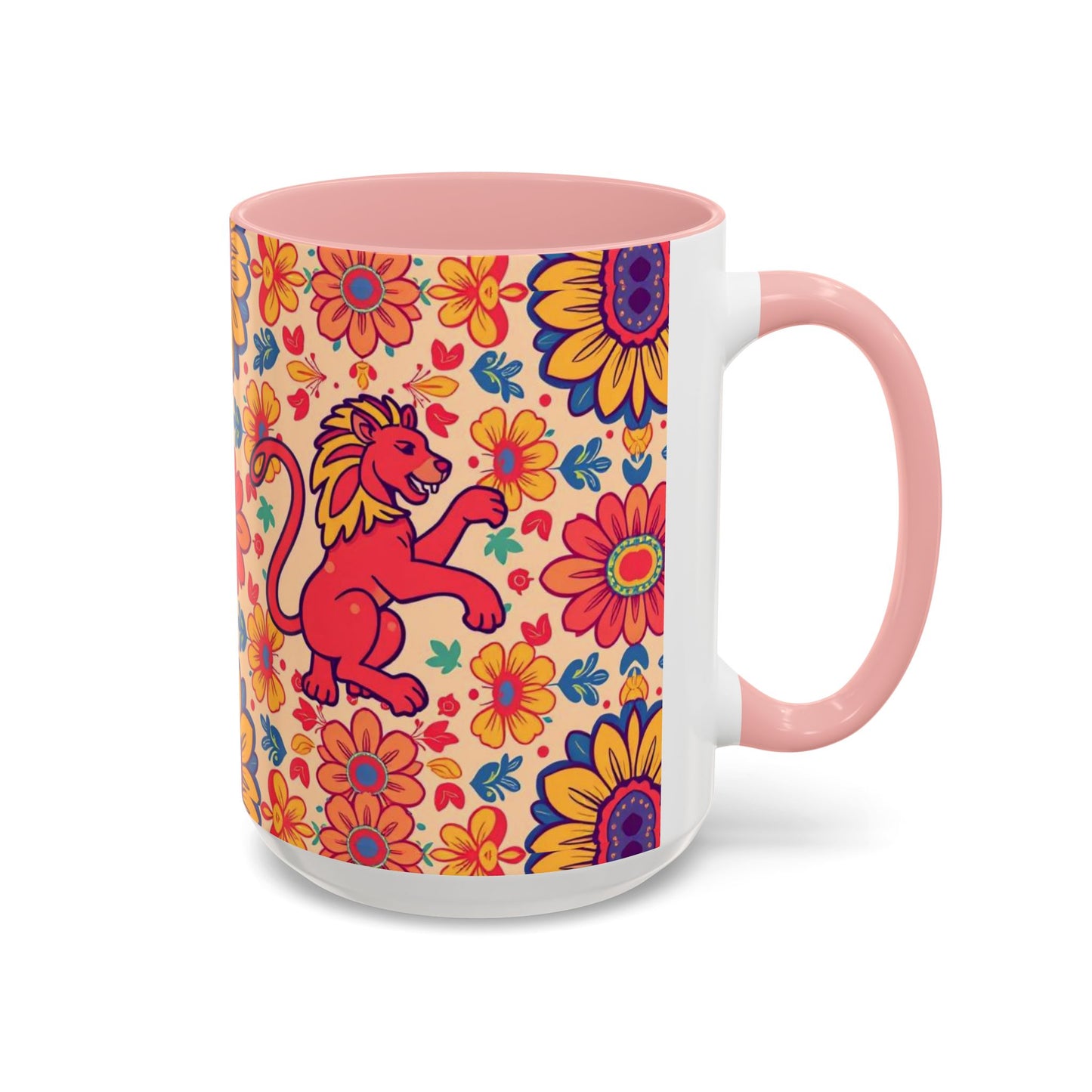 Accent Coffee Mug, Leo, Zodiac, Flower Pattern, (11, 15oz)