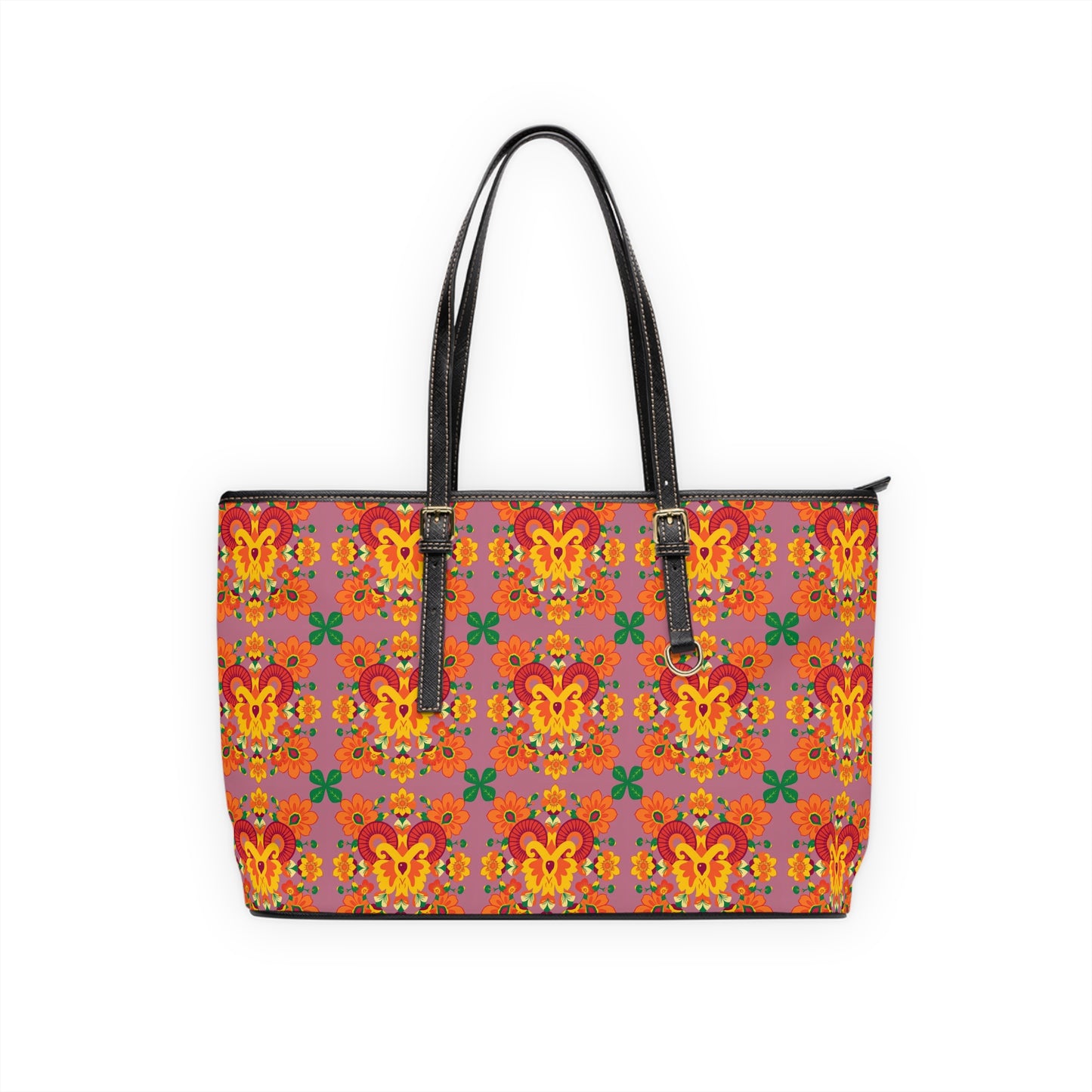 Leather Shoulder Bag, Aries, Zodiac v1, Flower Pattern