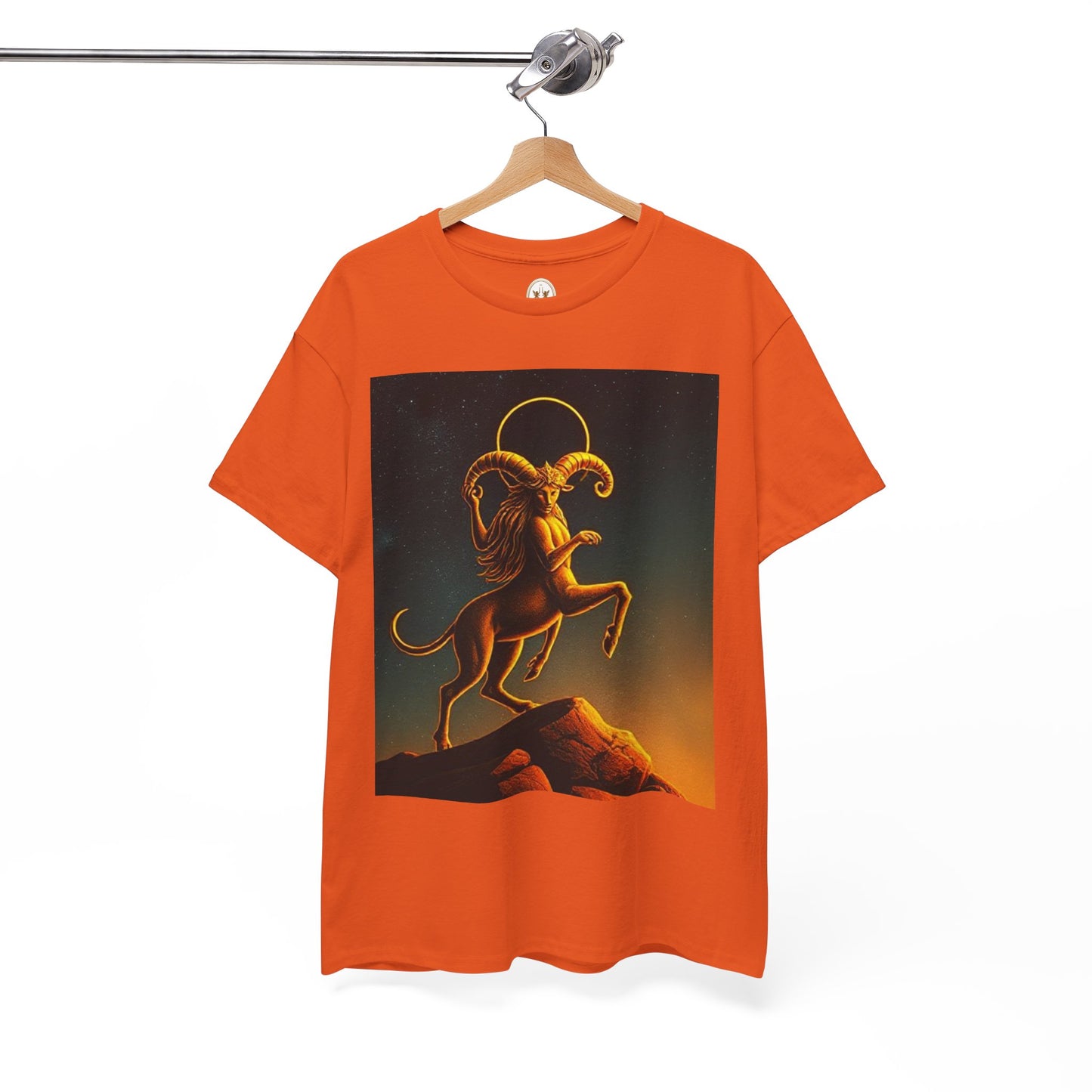 Unisex Heavy Cotton T-Shirt, Mountain Top 1v, Aries Zodiac Design