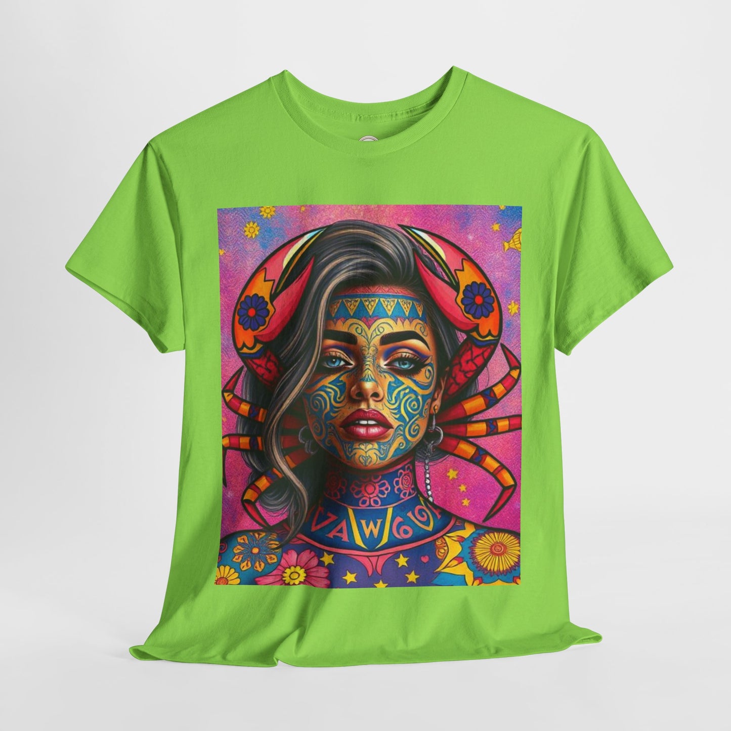 Unisex Heavy Cotton T-Shirt, Cancer, Zodiac v3, Sexy Art